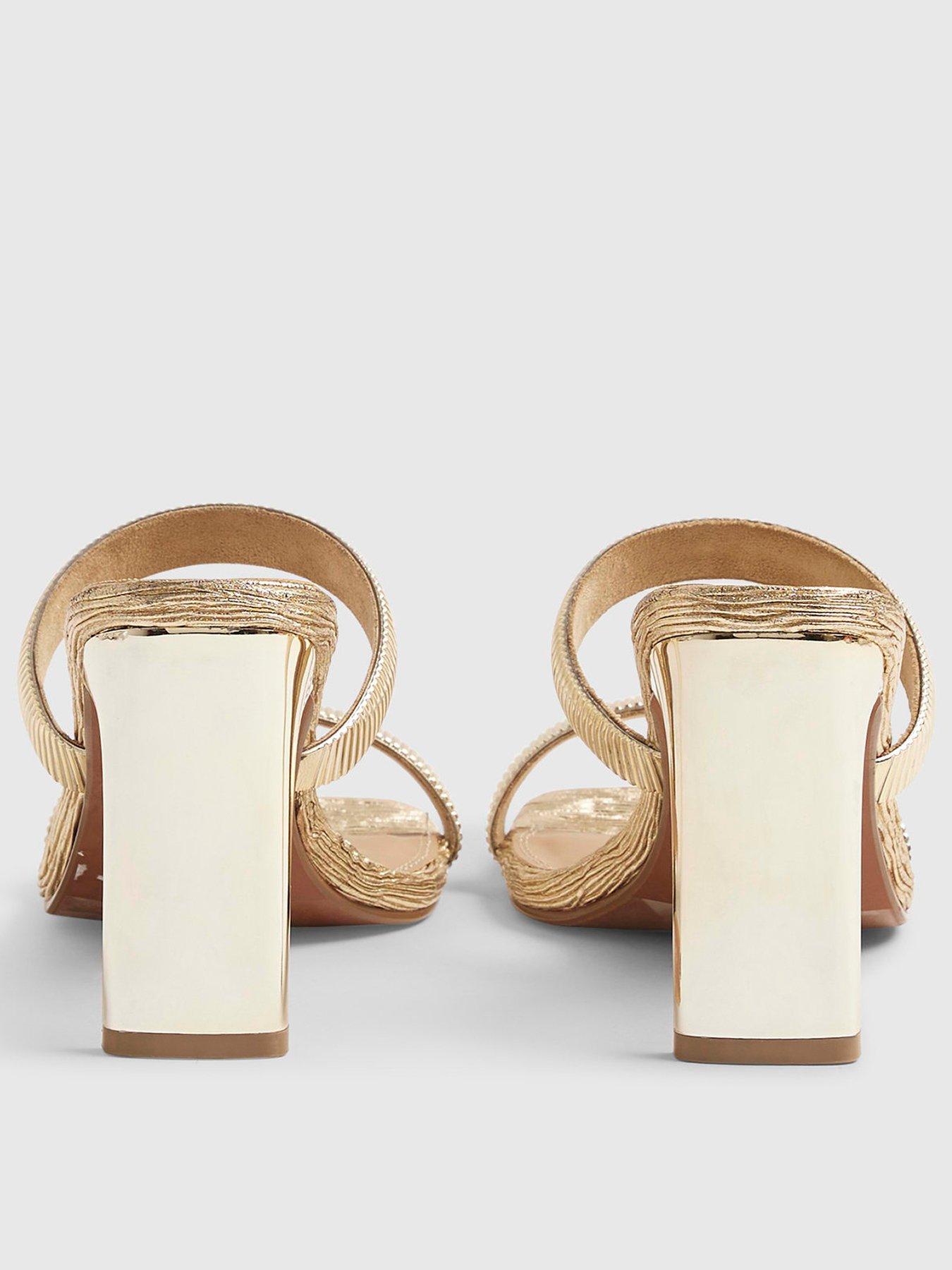 Image 3 of 4 of River Island Double Band Heeled Sandals - Gold