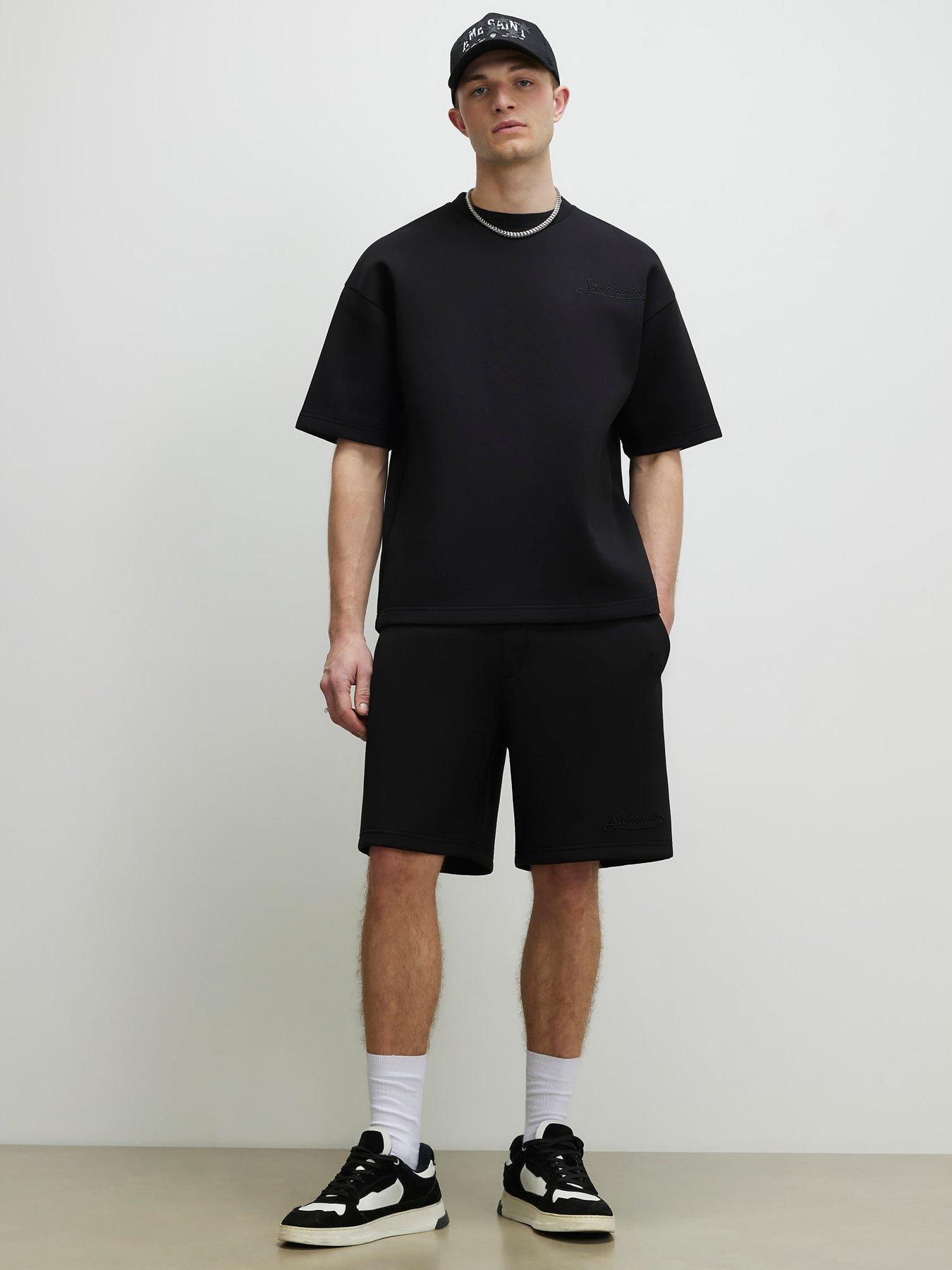 Image 3 of 4 of River Island Premium Regular Fit Sanctuaire Shorts - Black