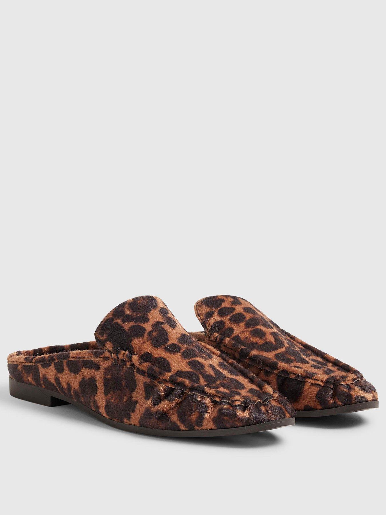 Image 2 of 4 of River Island Backless Ruched Loafers - Leopard Print