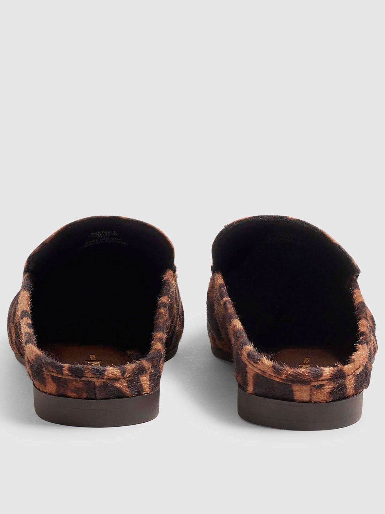 Image 3 of 4 of River Island Backless Ruched Loafers - Leopard Print