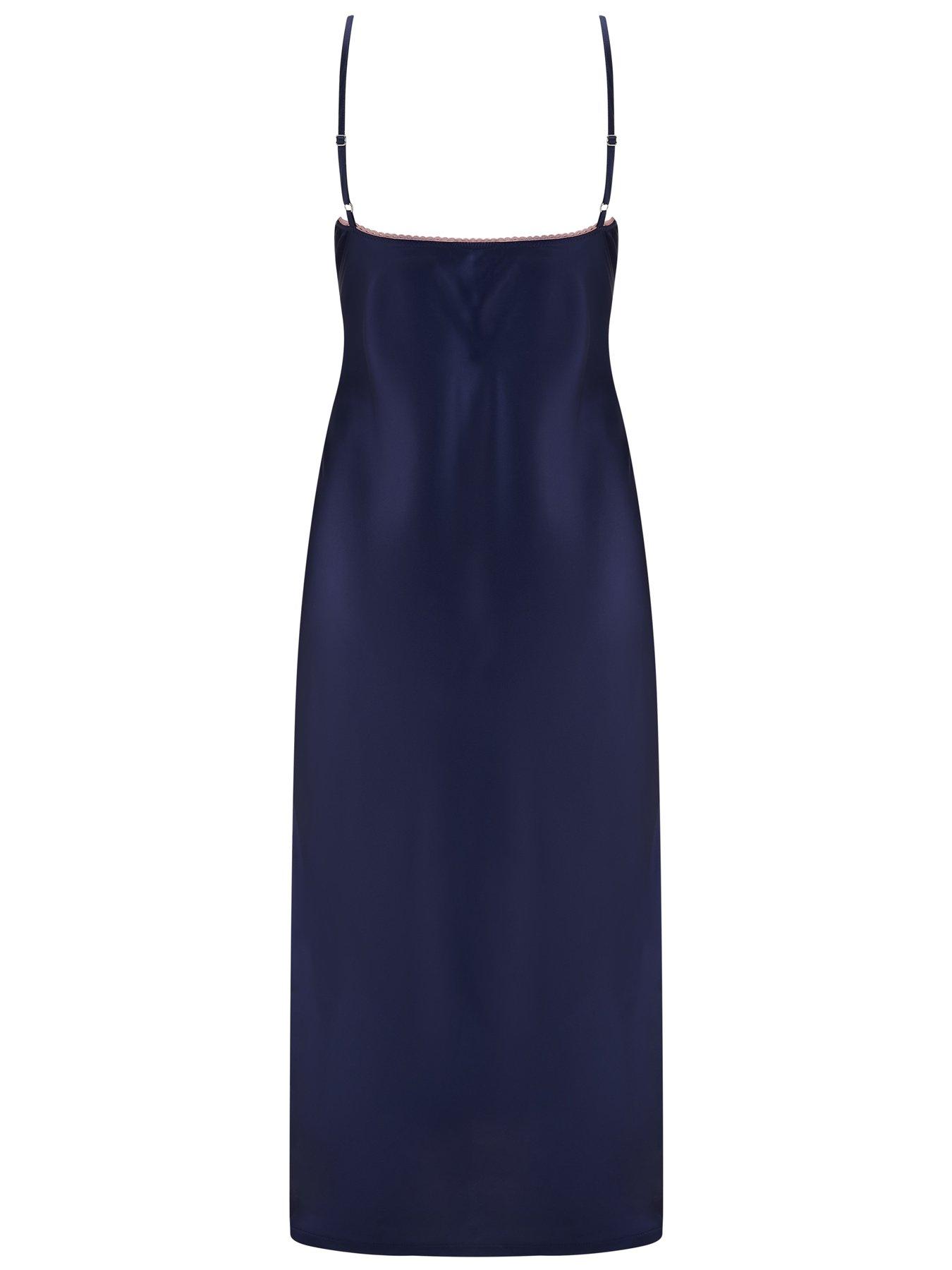 Image 4 of 4 of Pour Moi Dusk Satin and Lace Midi Chemise