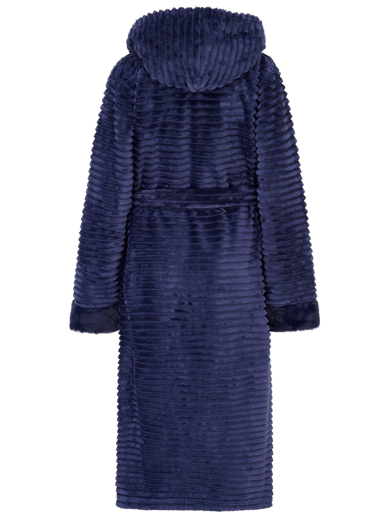 Image 4 of 4 of Pour Moi Cosy Ribbed Fleece Midi Hooded Dressing Gown