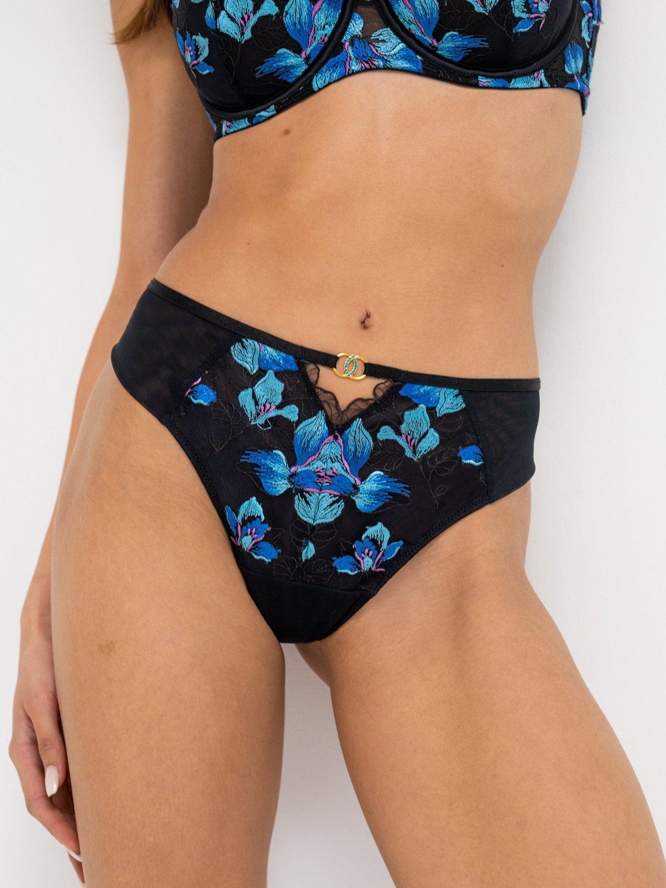 Image 1 of 4 of Pour Moi Rhea Luxe Embroidered Mesh Back Thong