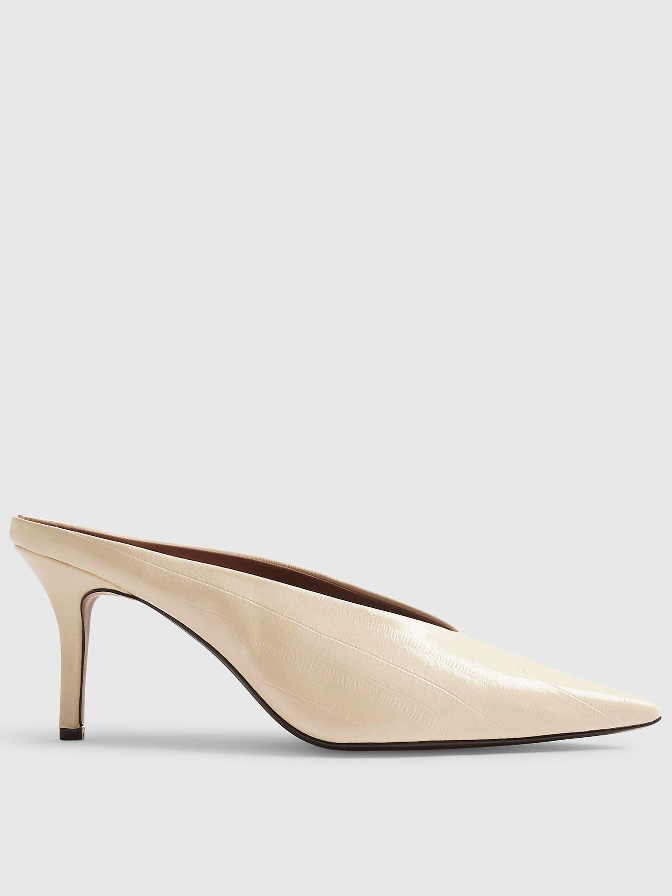 Image 1 of 4 of River Island Cream High Throat Mule Court Shoes