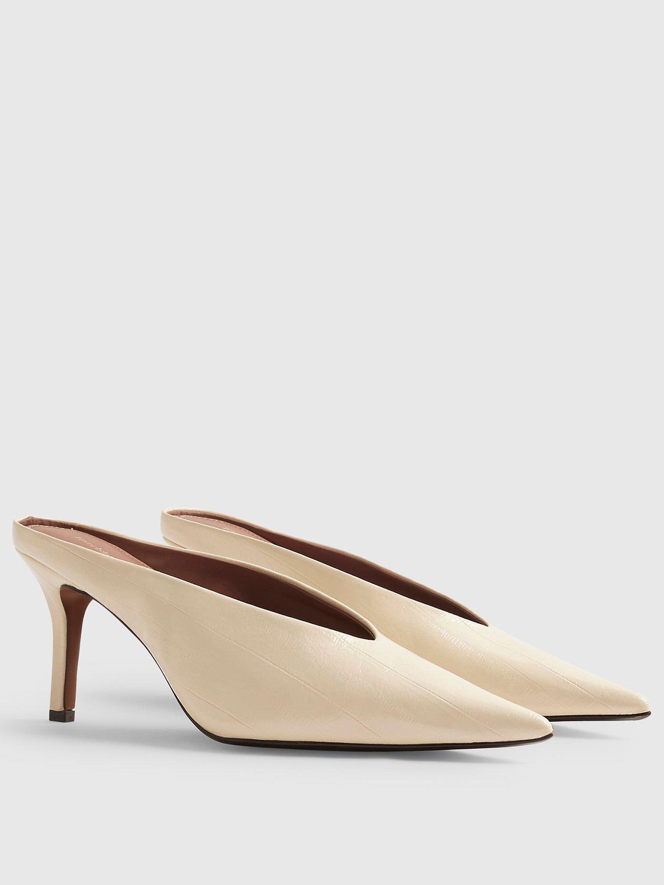 Image 2 of 4 of River Island Cream High Throat Mule Court Shoes