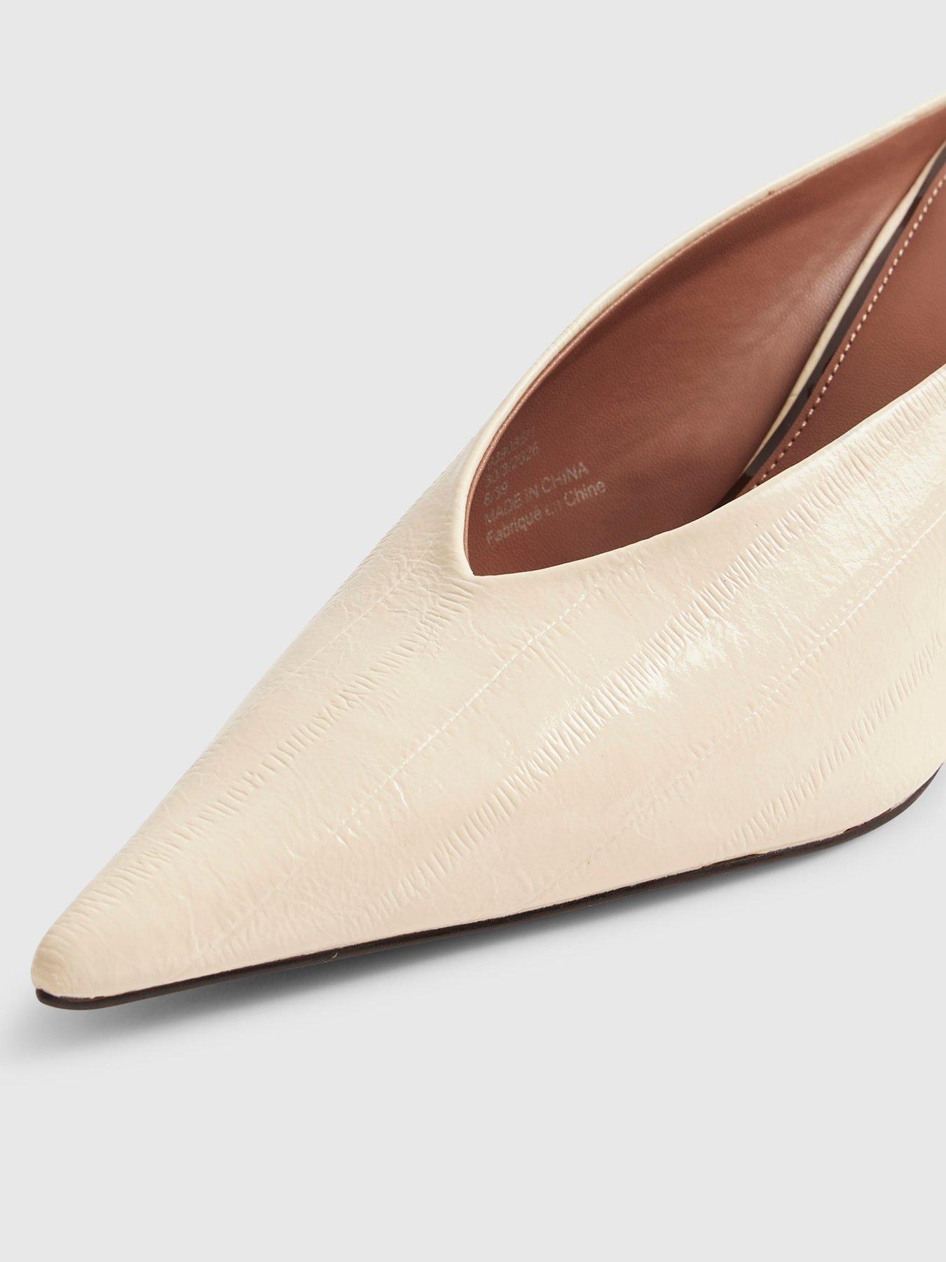 Image 4 of 4 of River Island Cream High Throat Mule Court Shoes