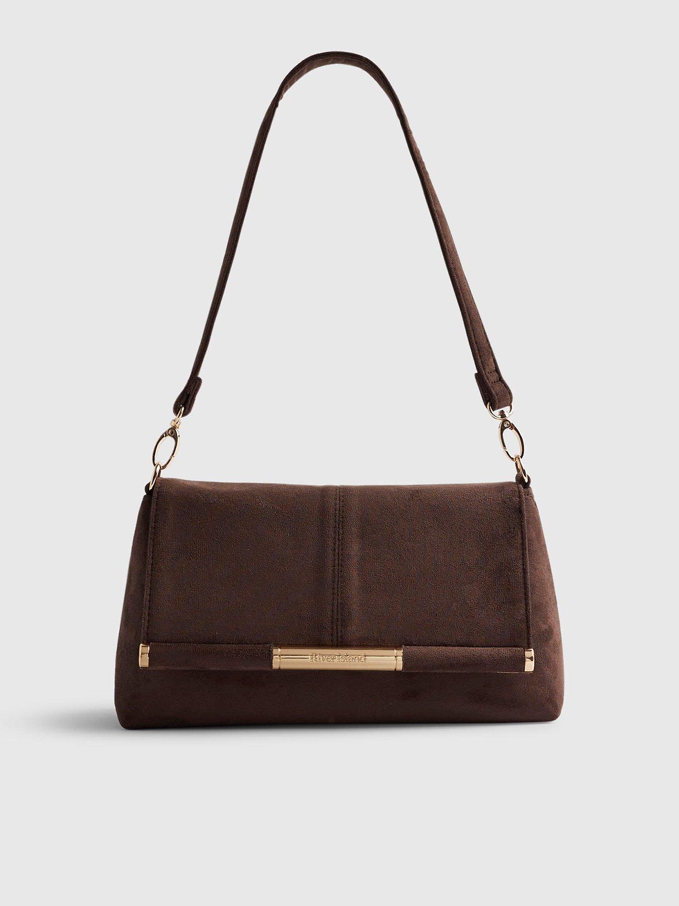 River Island Faux Suede Bar Front Clutch Bag