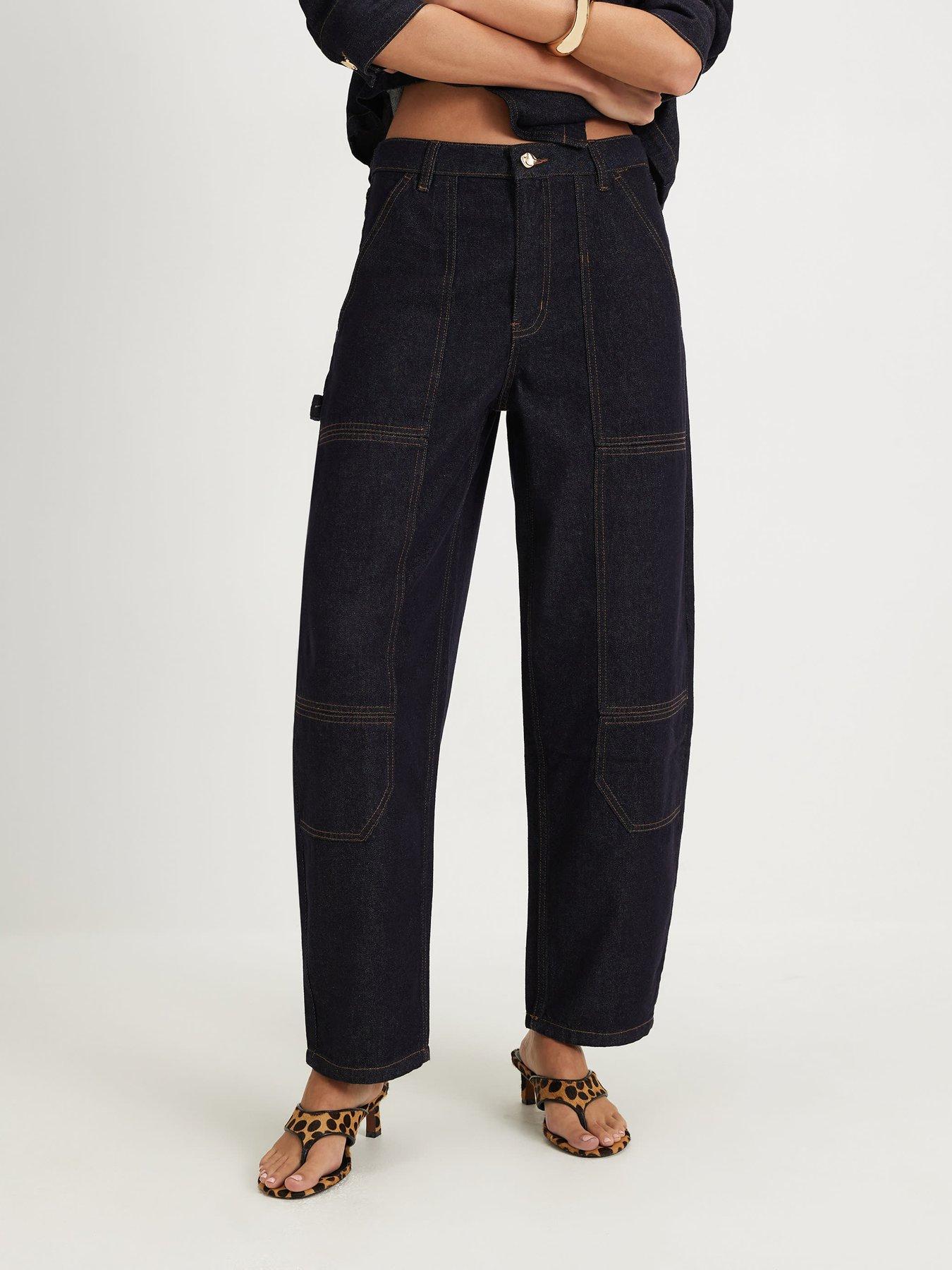 Image 1 of 4 of River Island Contrast Stitch Cargo Jeans