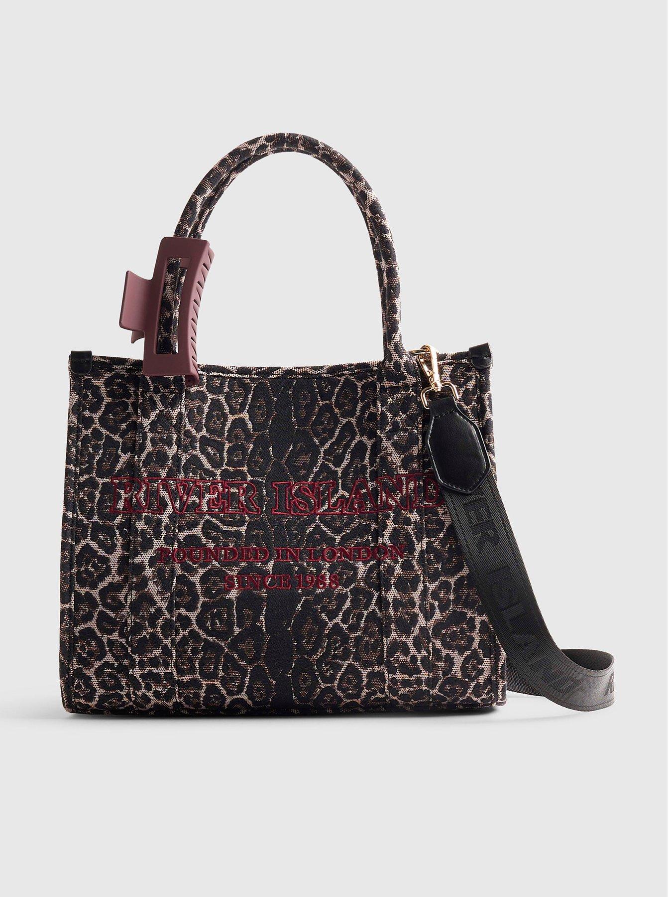 River Island Leopard Print Embroidered Tote Bag