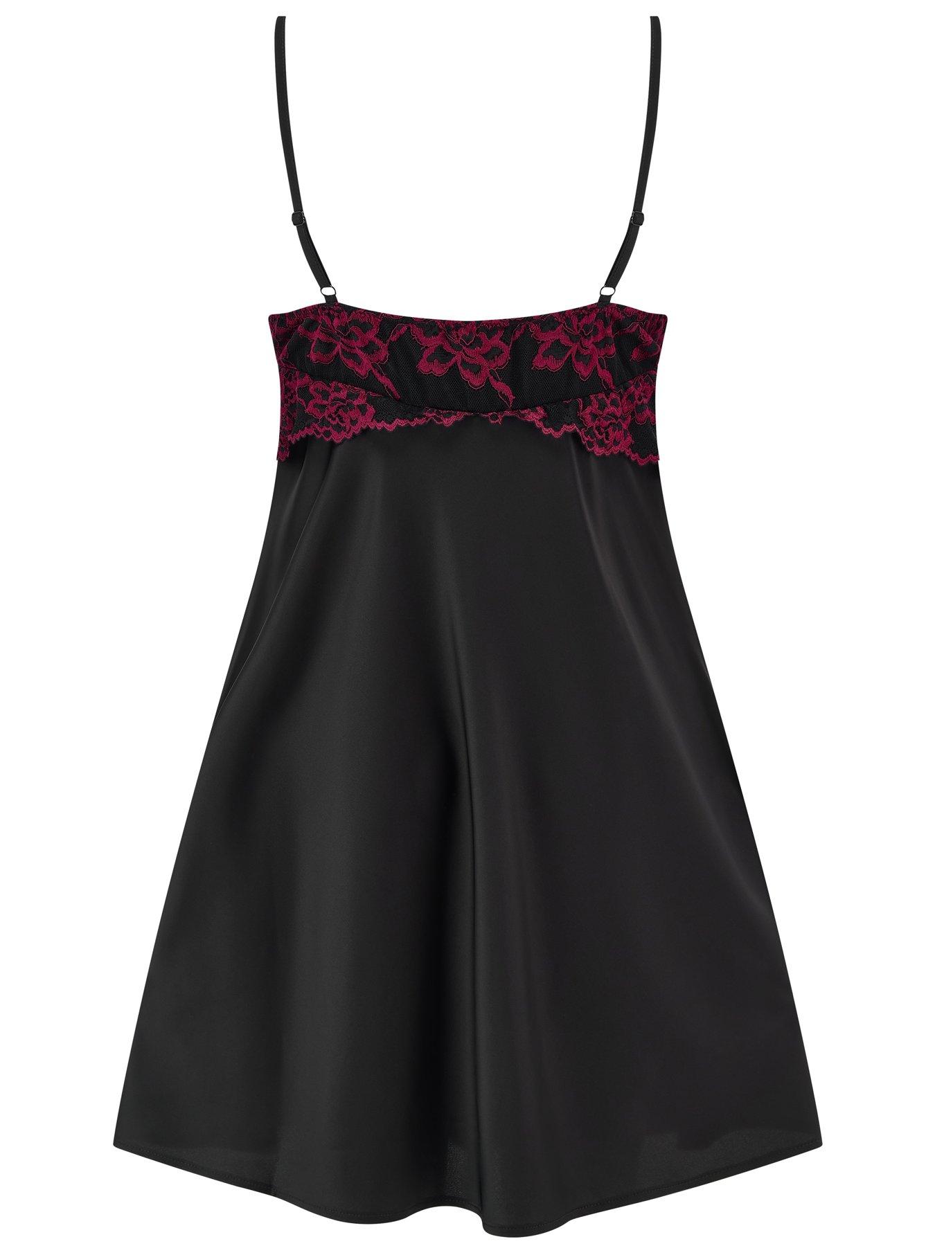 Image 4 of 4 of Pour Moi Dusk Satin Two Tone Lace Chemise