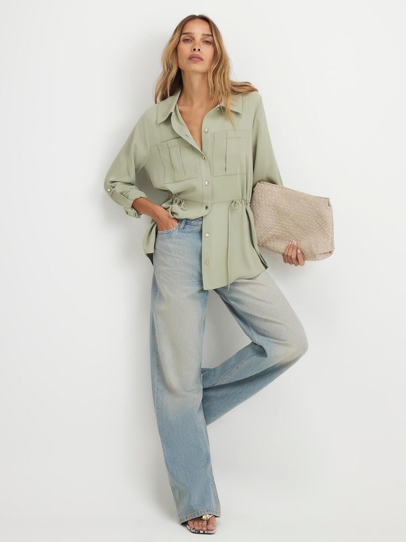 Image 3 of 4 of River Island Crepe Drawstring Waist Shirt