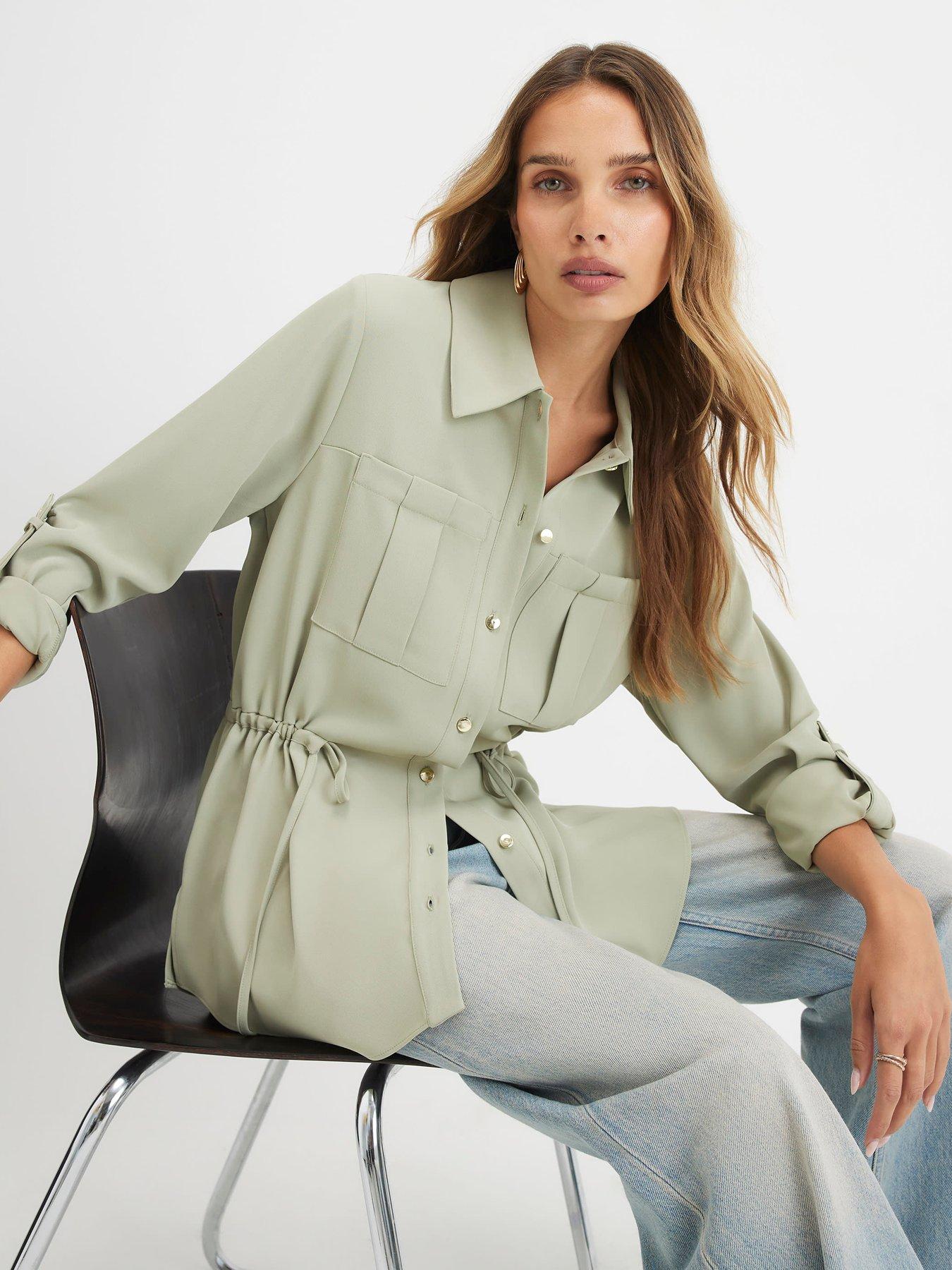 Image 4 of 4 of River Island Crepe Drawstring Waist Shirt