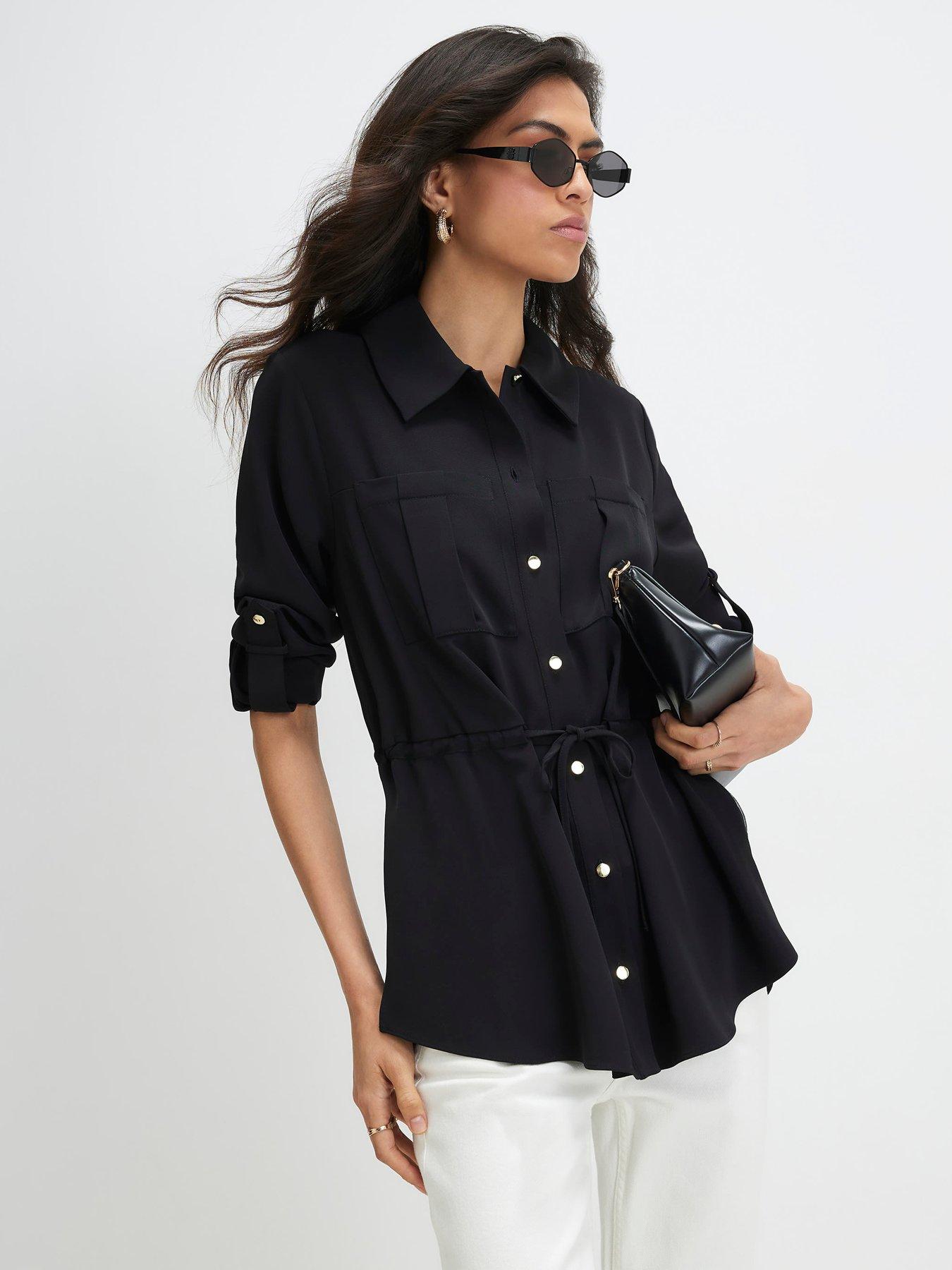 River Island Crepe Drawstring Waist Shirt