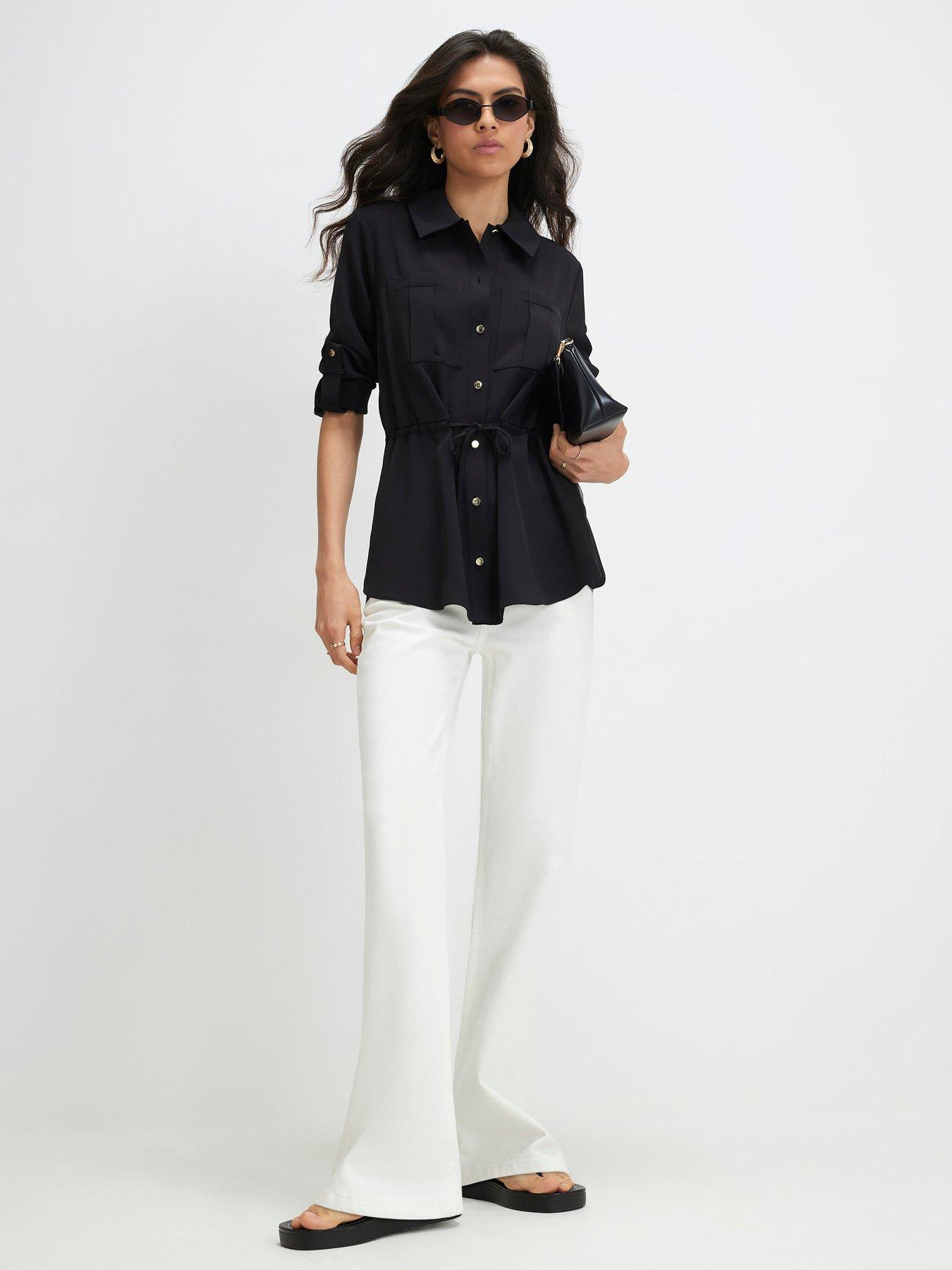 Image 3 of 4 of River Island Crepe Drawstring Waist Shirt