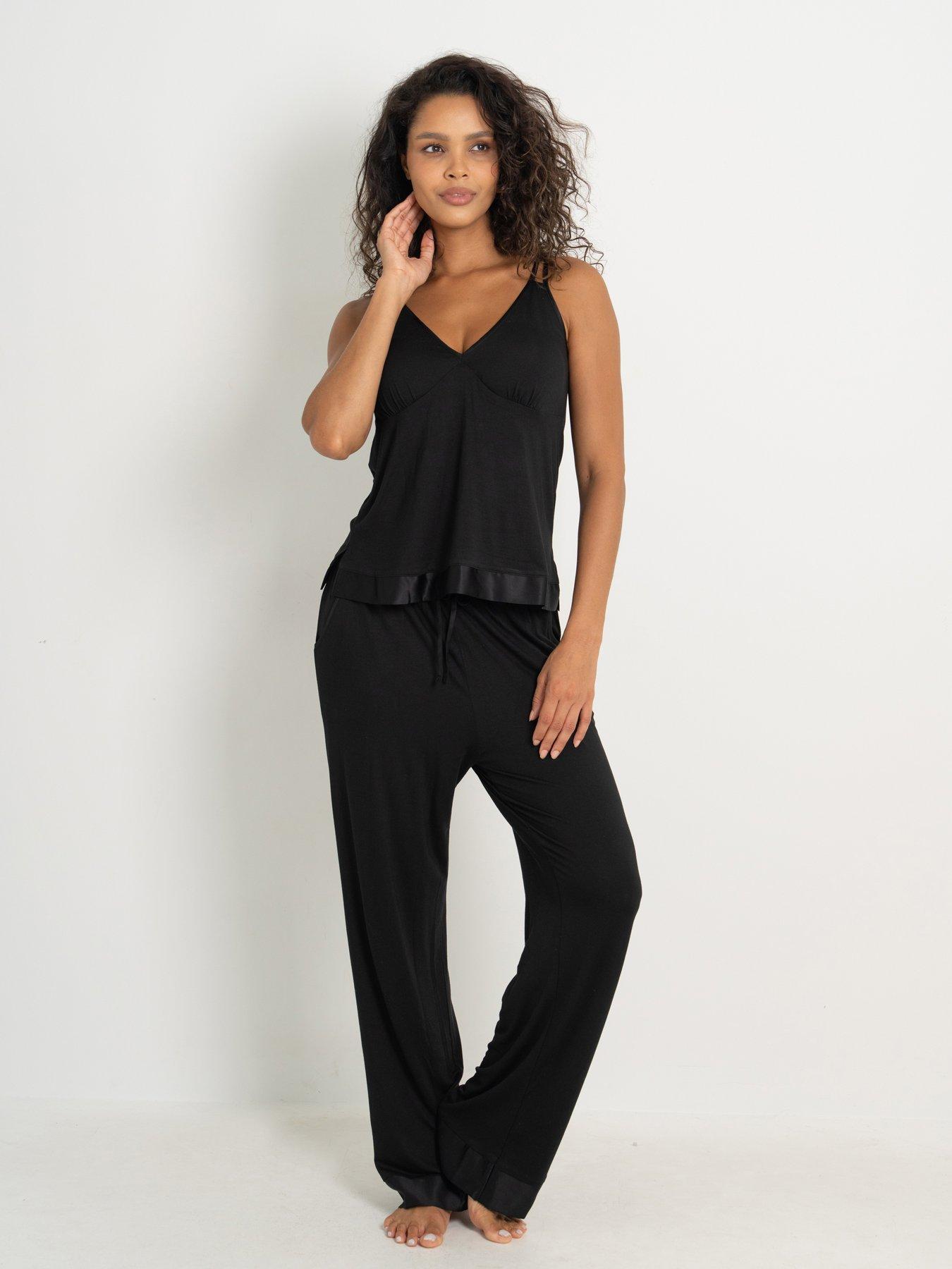 Image 1 of 4 of Pour Moi Jersey and Satin Moulded Cup Cami Trouser Pyjama Set