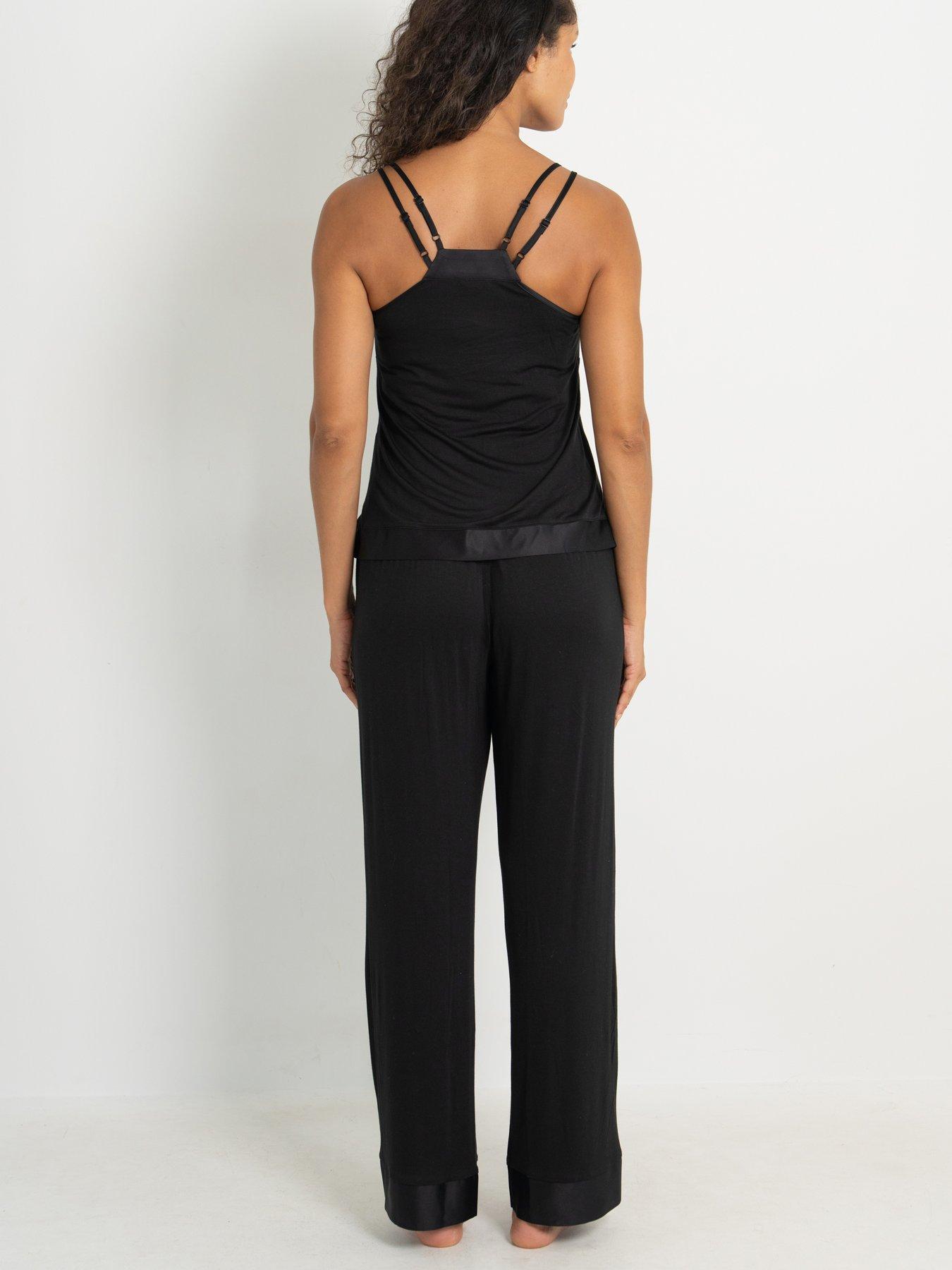 Image 2 of 4 of Pour Moi Jersey and Satin Moulded Cup Cami Trouser Pyjama Set