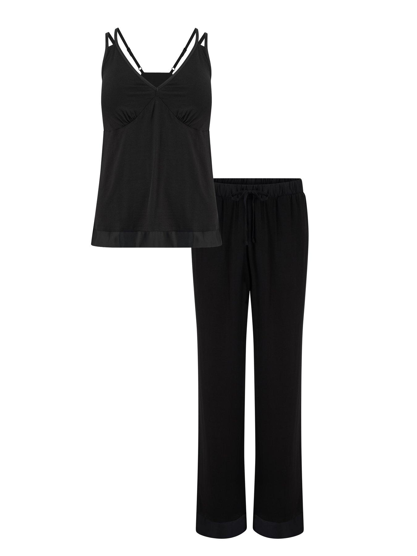 Image 4 of 4 of Pour Moi Jersey and Satin Moulded Cup Cami Trouser Pyjama Set