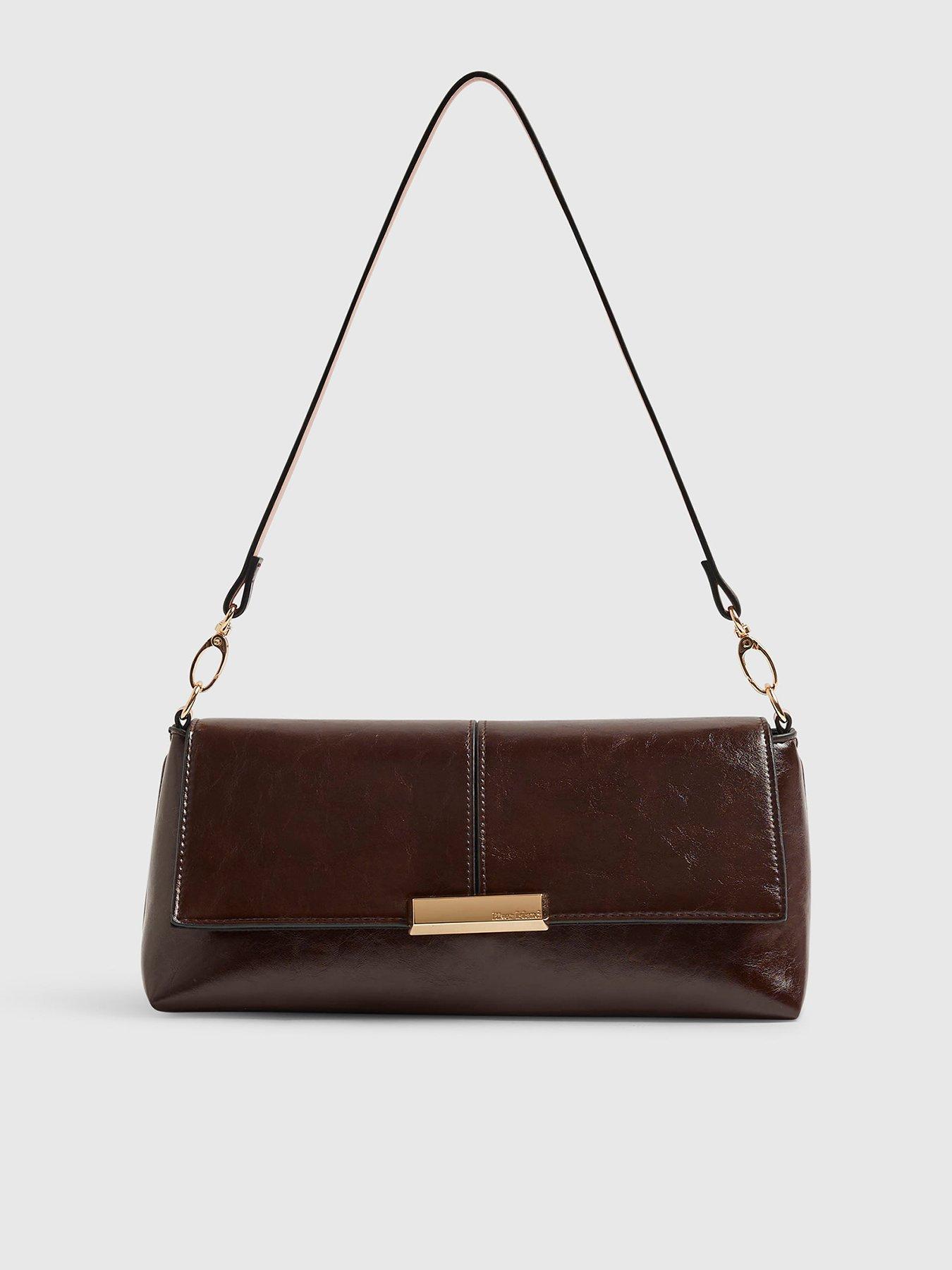 Image 2 of 5 of River Island Red Bar Flap Over Clutch Bag - Red
