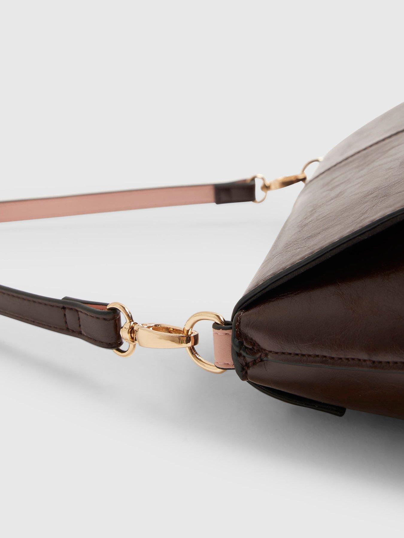Image 5 of 5 of River Island Red Bar Flap Over Clutch Bag - Red