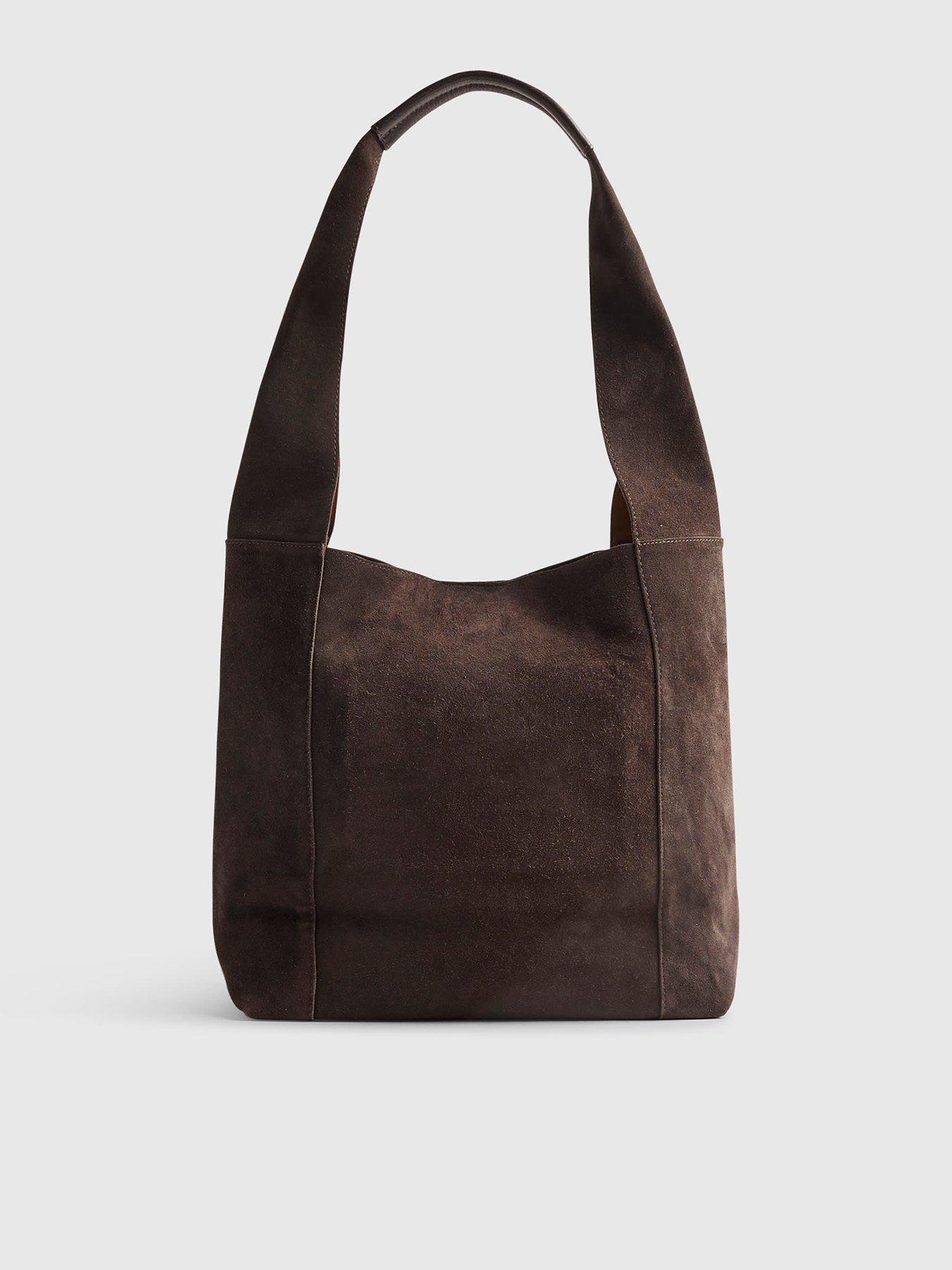 Image 2 of 4 of River Island Suede Panelled Slouch Bag - Brown