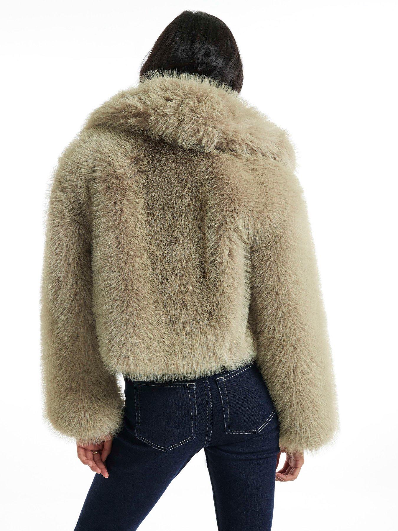 Image 2 of 4 of River Island Faux Fur Jacket - Green