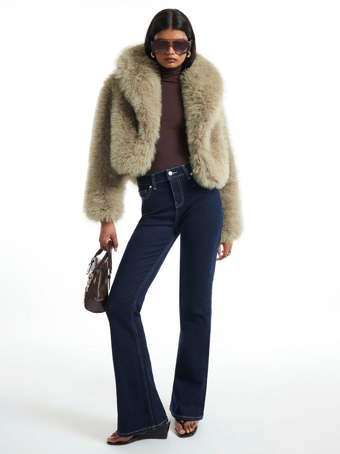 Image 3 of 4 of River Island Faux Fur Jacket - Green