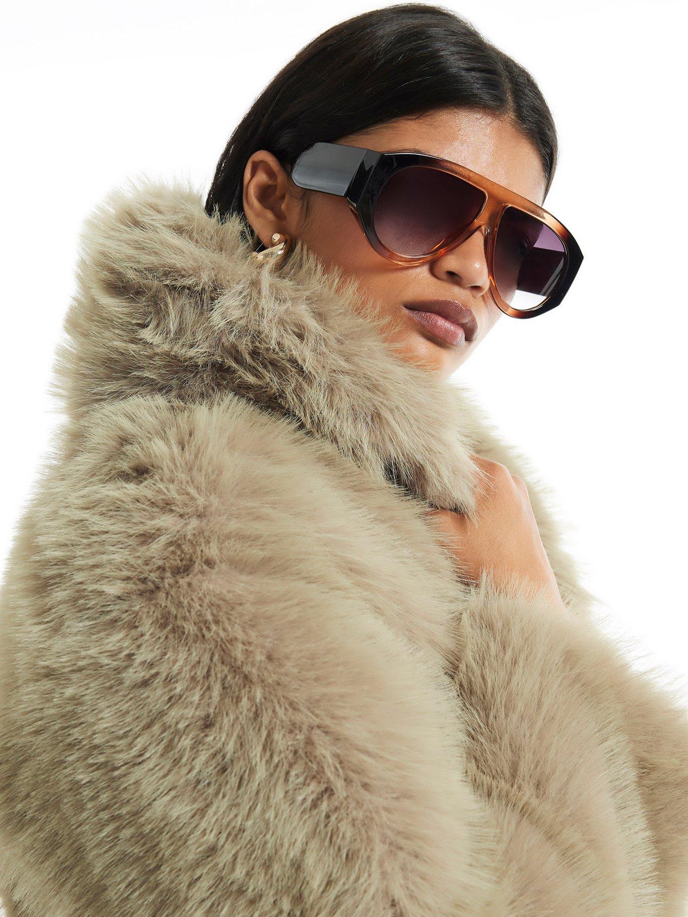 Image 4 of 4 of River Island Faux Fur Jacket - Green