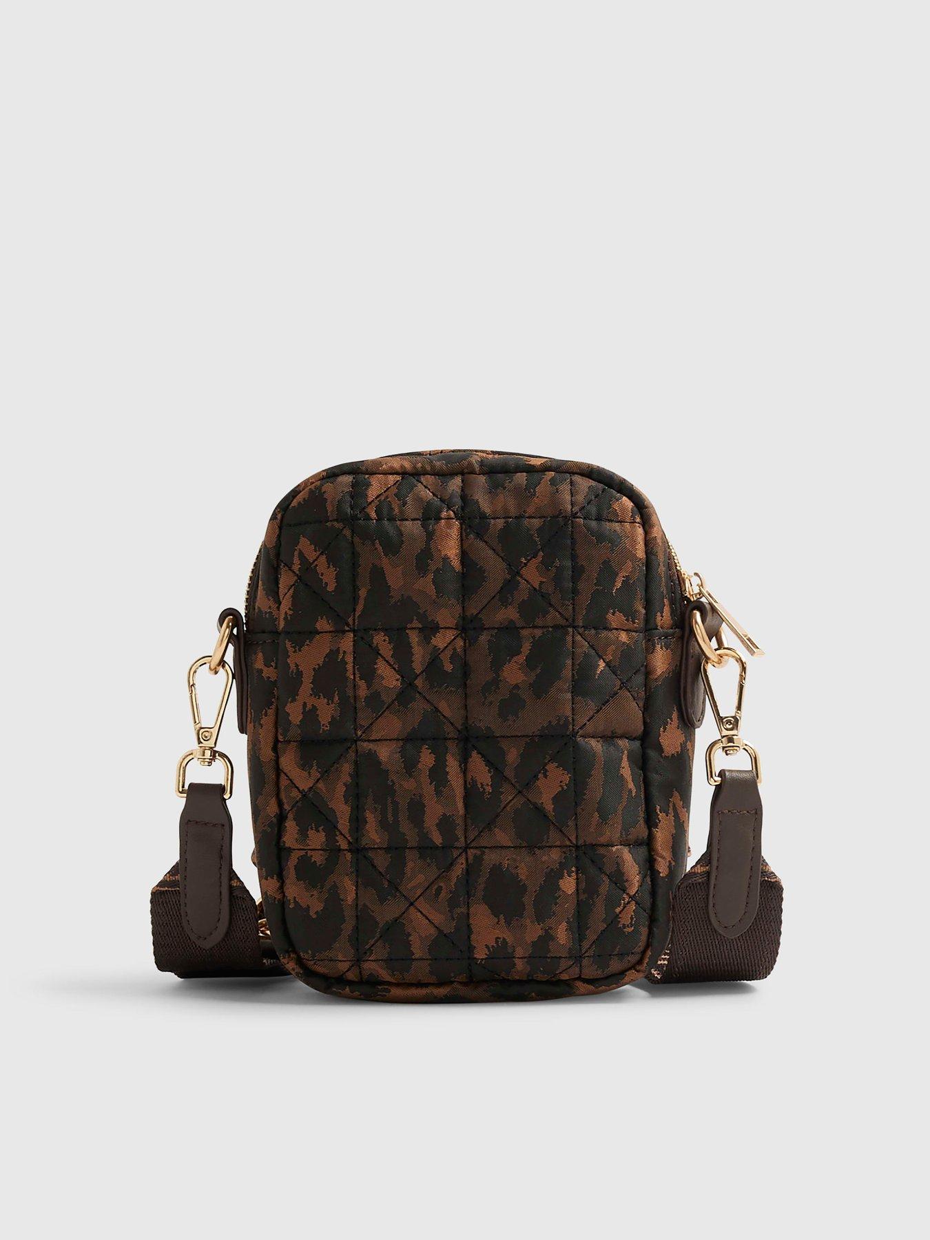 Image 3 of 4 of River Island Leopard Webbing Strap Crossbody Bag - Brown