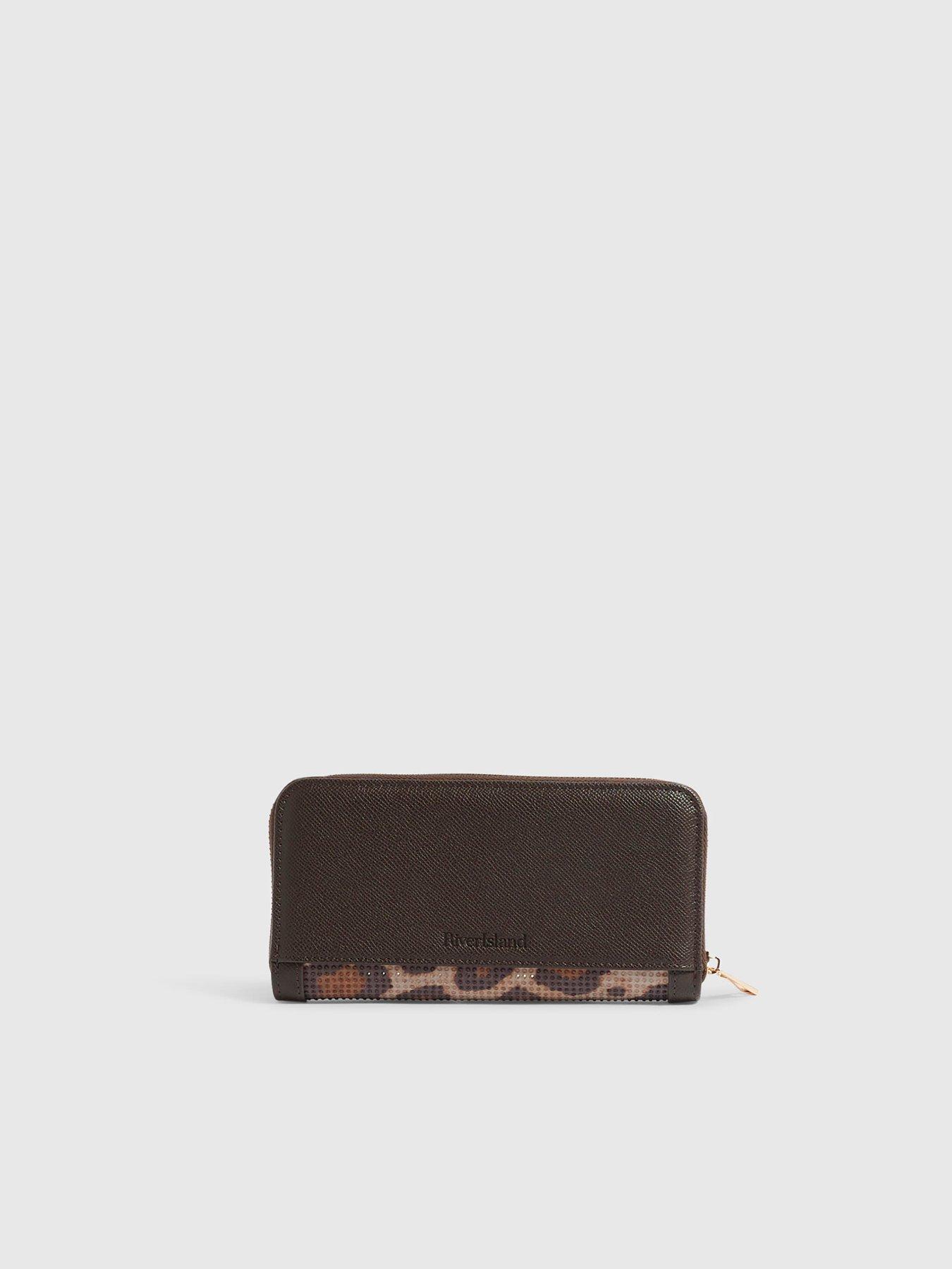 Image 2 of 3 of River Island Leopard Print Diamante Ziparound Purse