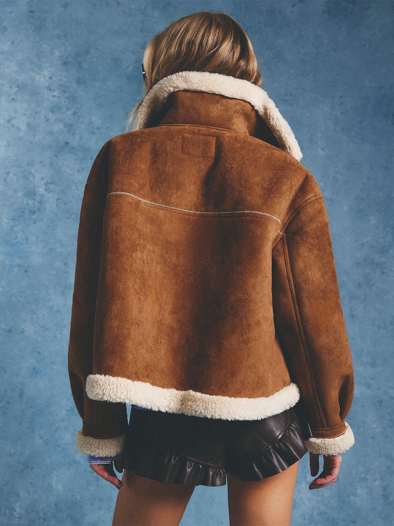 Image 2 of 3 of River Island Embroidered Shearling Jacket