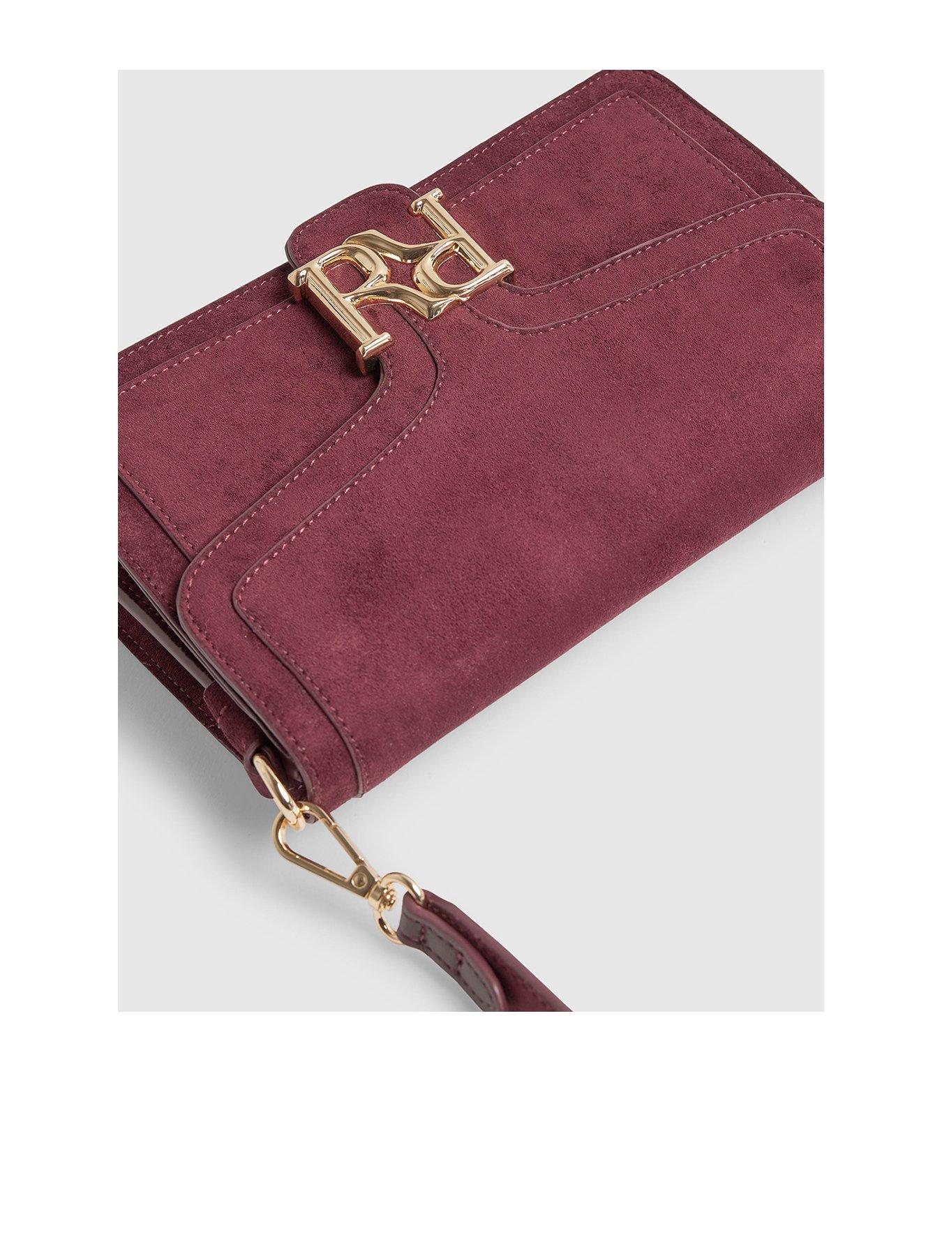 Image 2 of 4 of River Island Logo Flap Front Shoulder Bag - Burgundy