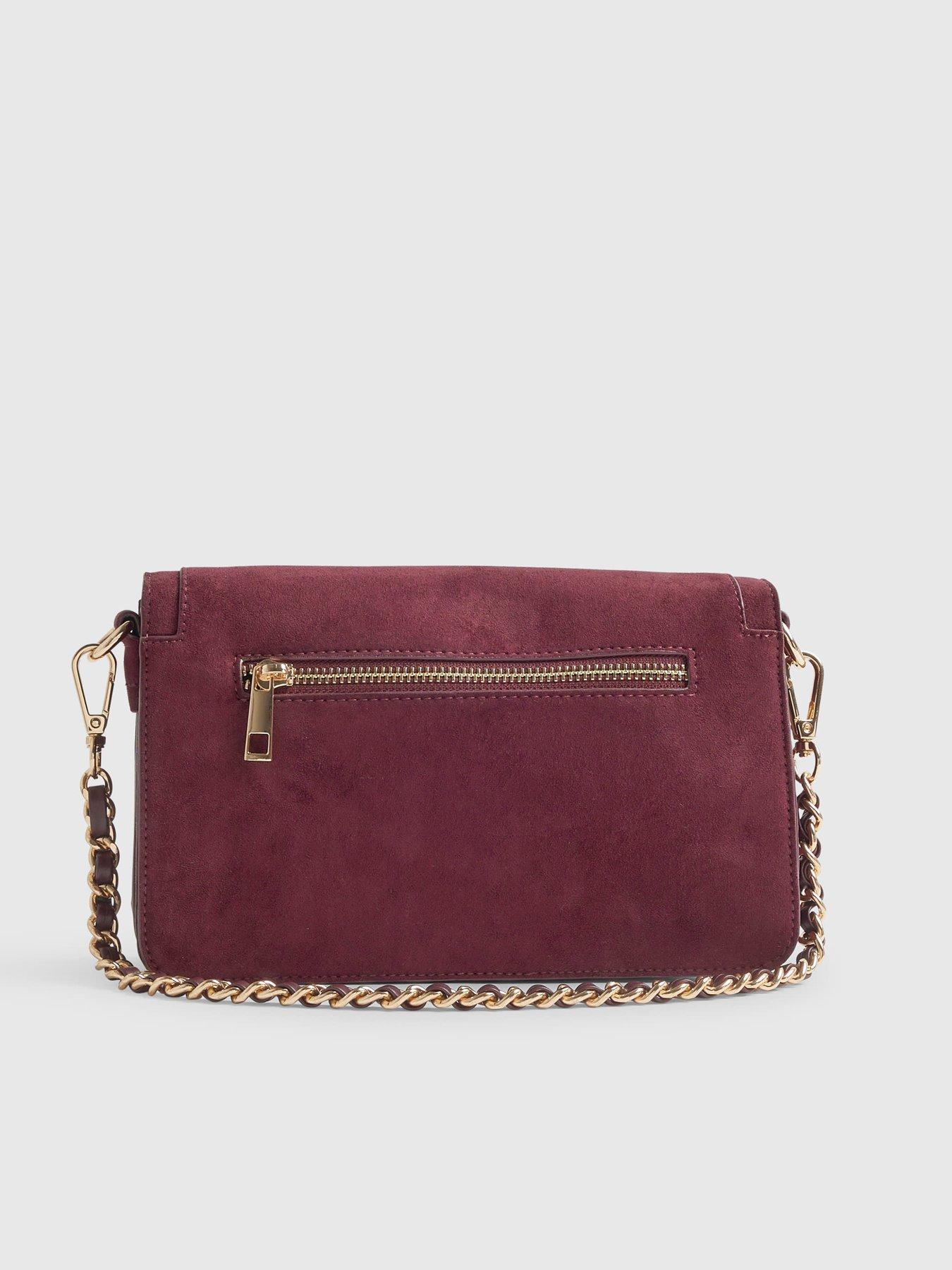 Image 3 of 4 of River Island Logo Flap Front Shoulder Bag - Burgundy