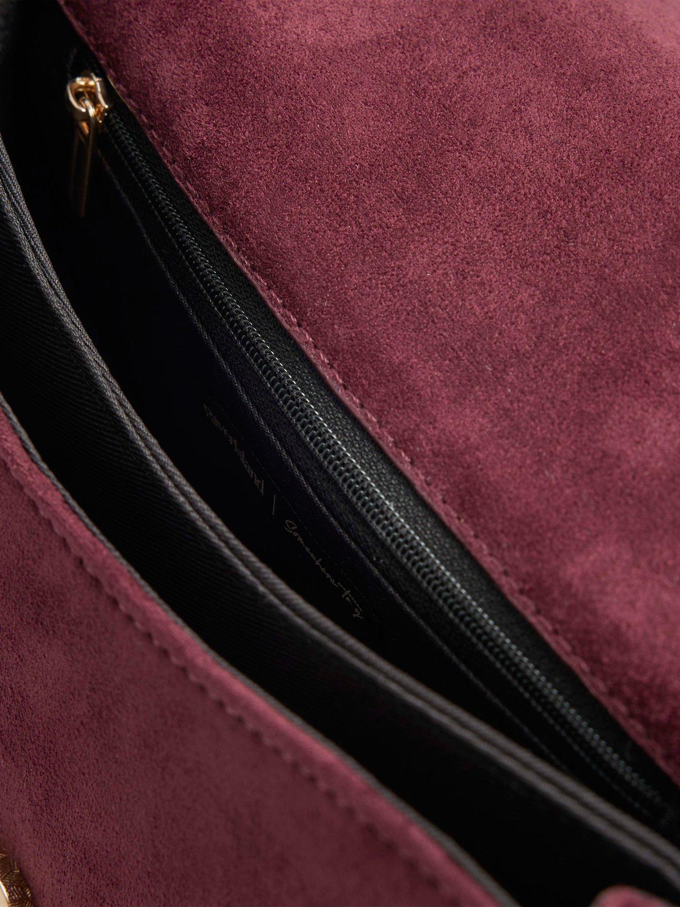 Image 4 of 4 of River Island Logo Flap Front Shoulder Bag - Burgundy