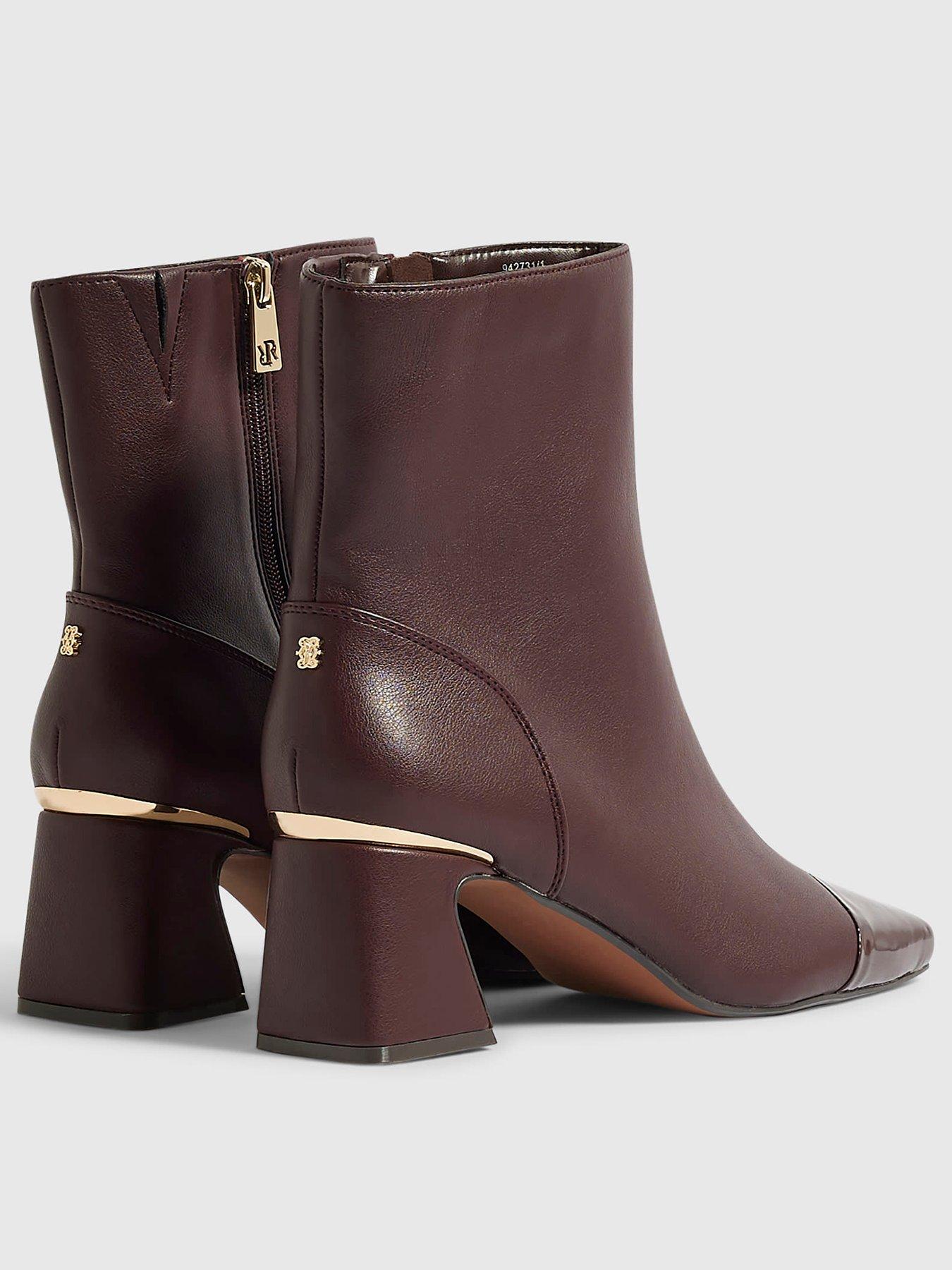 Image 3 of 4 of River Island Burgundy Toe Cap Ankle Boots