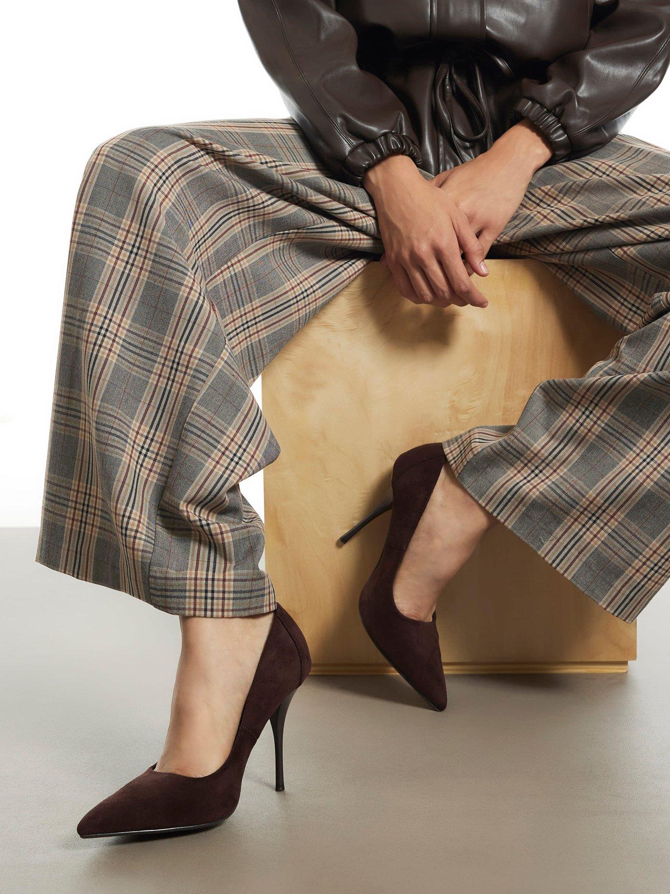 Image 1 of 4 of River Island Faux Suede Court Heels