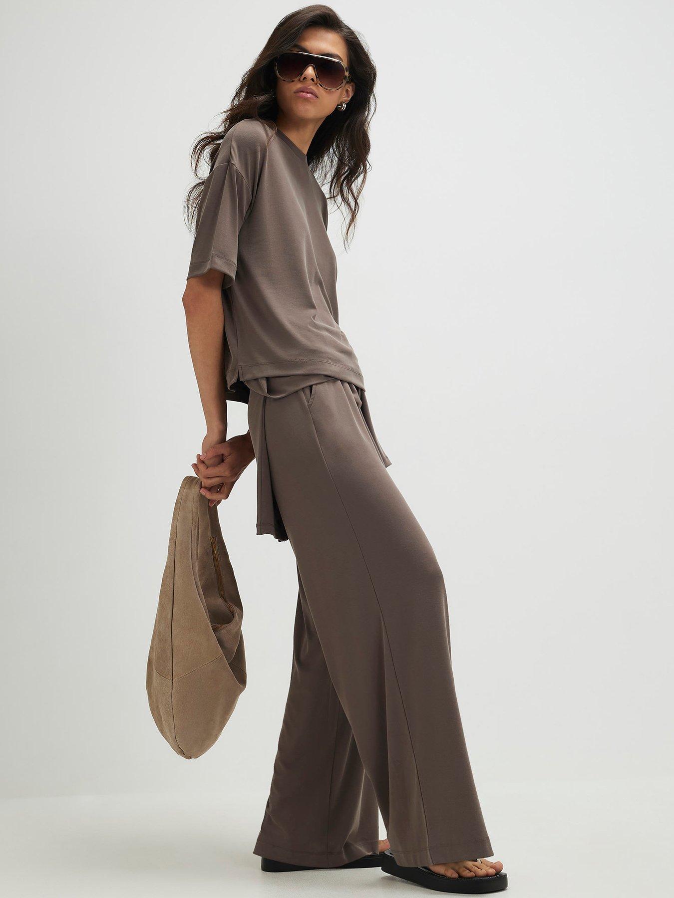 Image 1 of 3 of River Island Soft Touch Wide Leg Trousers
