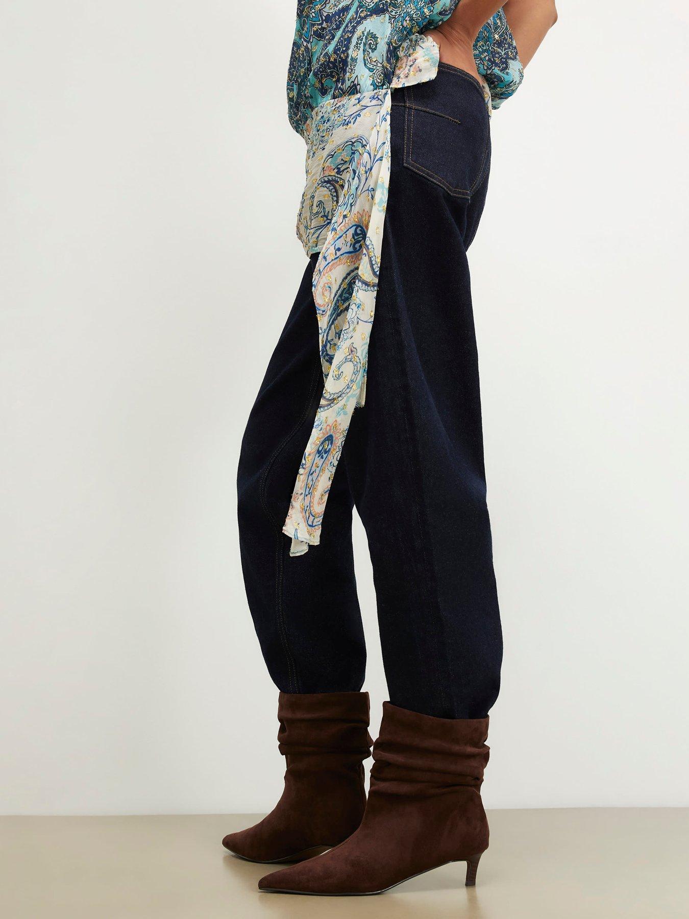 Image 1 of 4 of River Island Faux Suede Slouchy Point Toe Boots