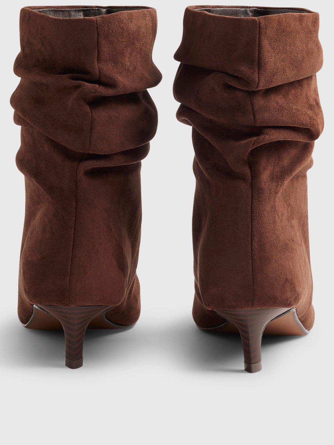 Image 3 of 4 of River Island Faux Suede Slouchy Point Toe Boots