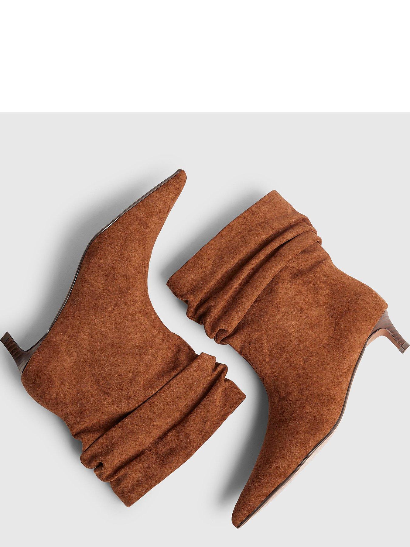 Image 3 of 4 of River Island Faux Suede Slouchy Point Toe Boots