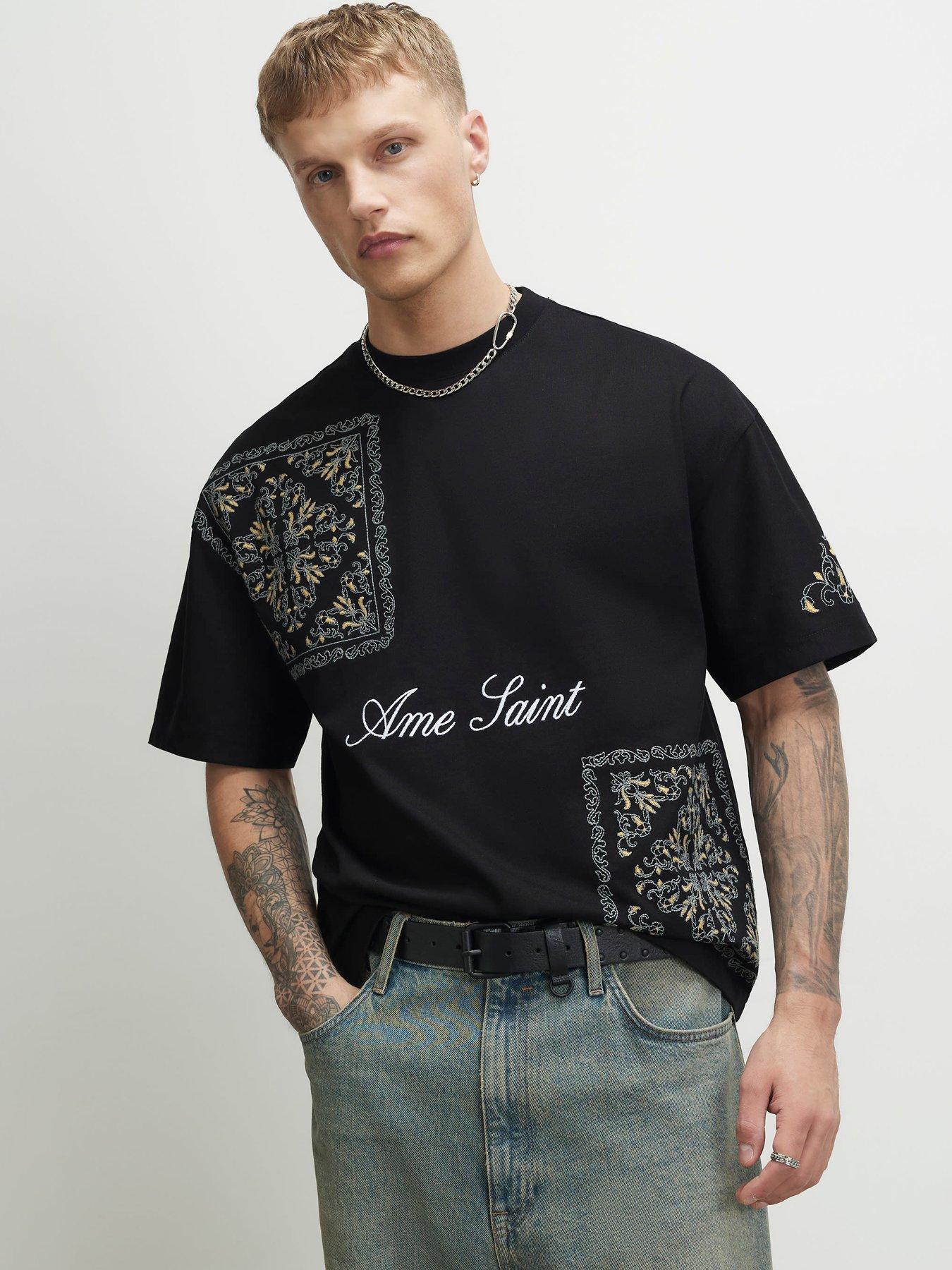 Image 1 of 4 of River Island Cotton Ame Saint Midweight T-shirt