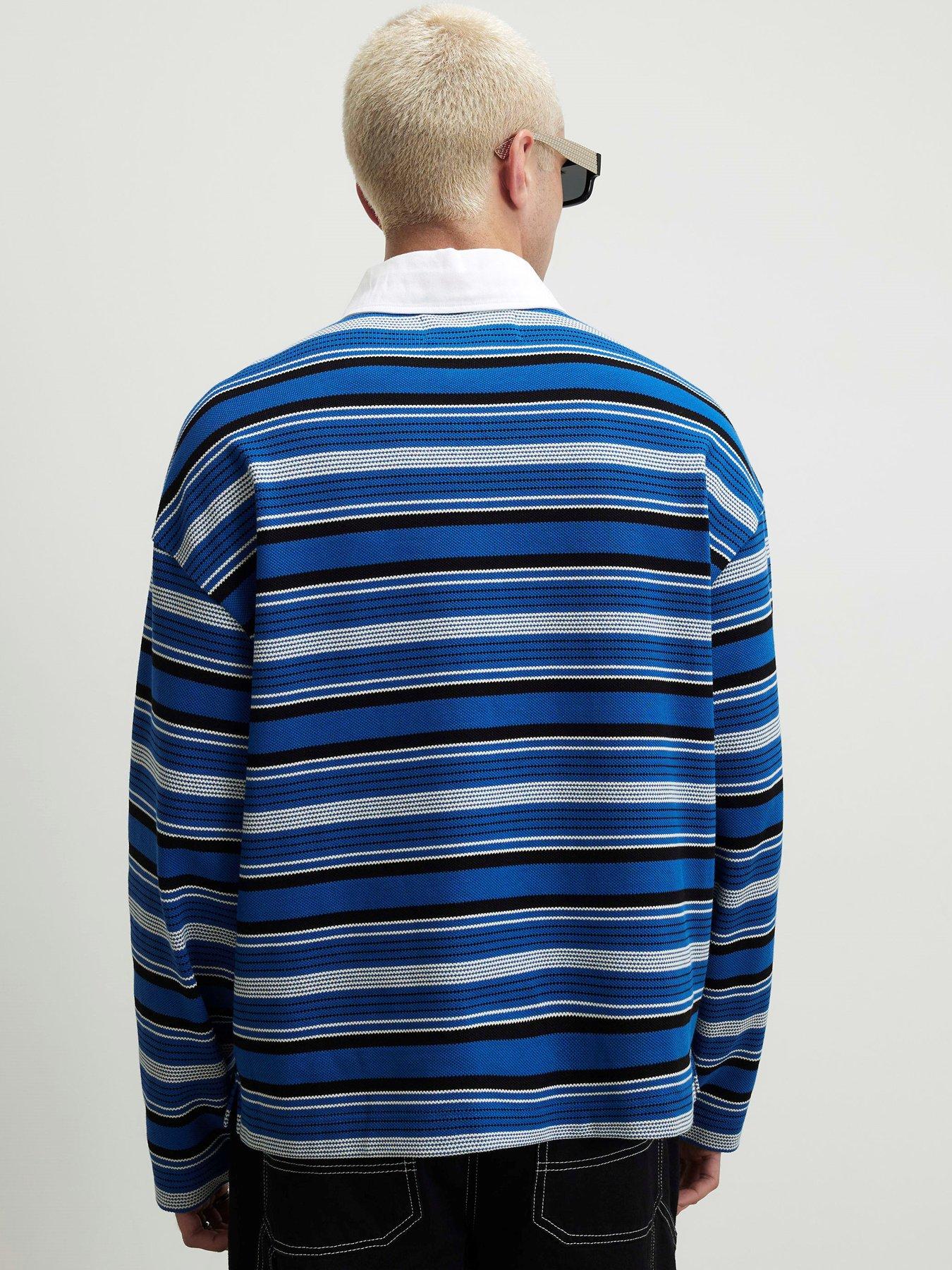 Image 2 of 4 of River Island Oversized Fit Cotton Striped Polo Shirt