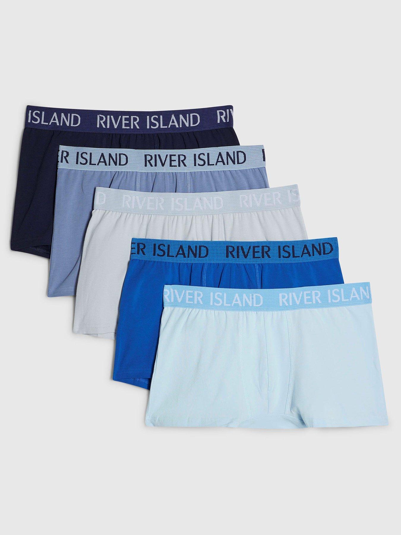Image 1 of 3 of River Island Shifting Dot Waistband Pack Of 5 Trunks