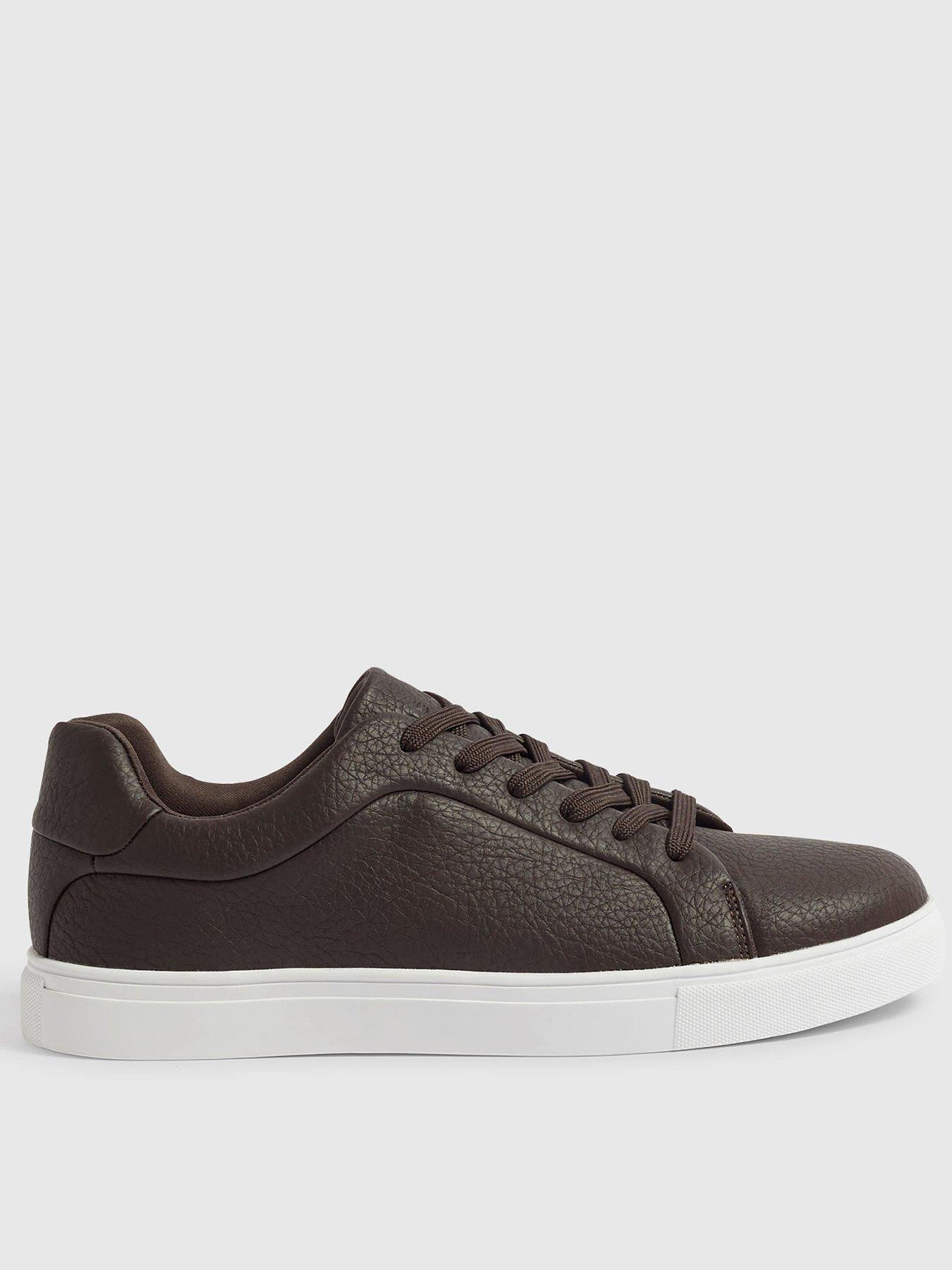 Image 1 of 4 of River Island Faux Leather Grain Trainers