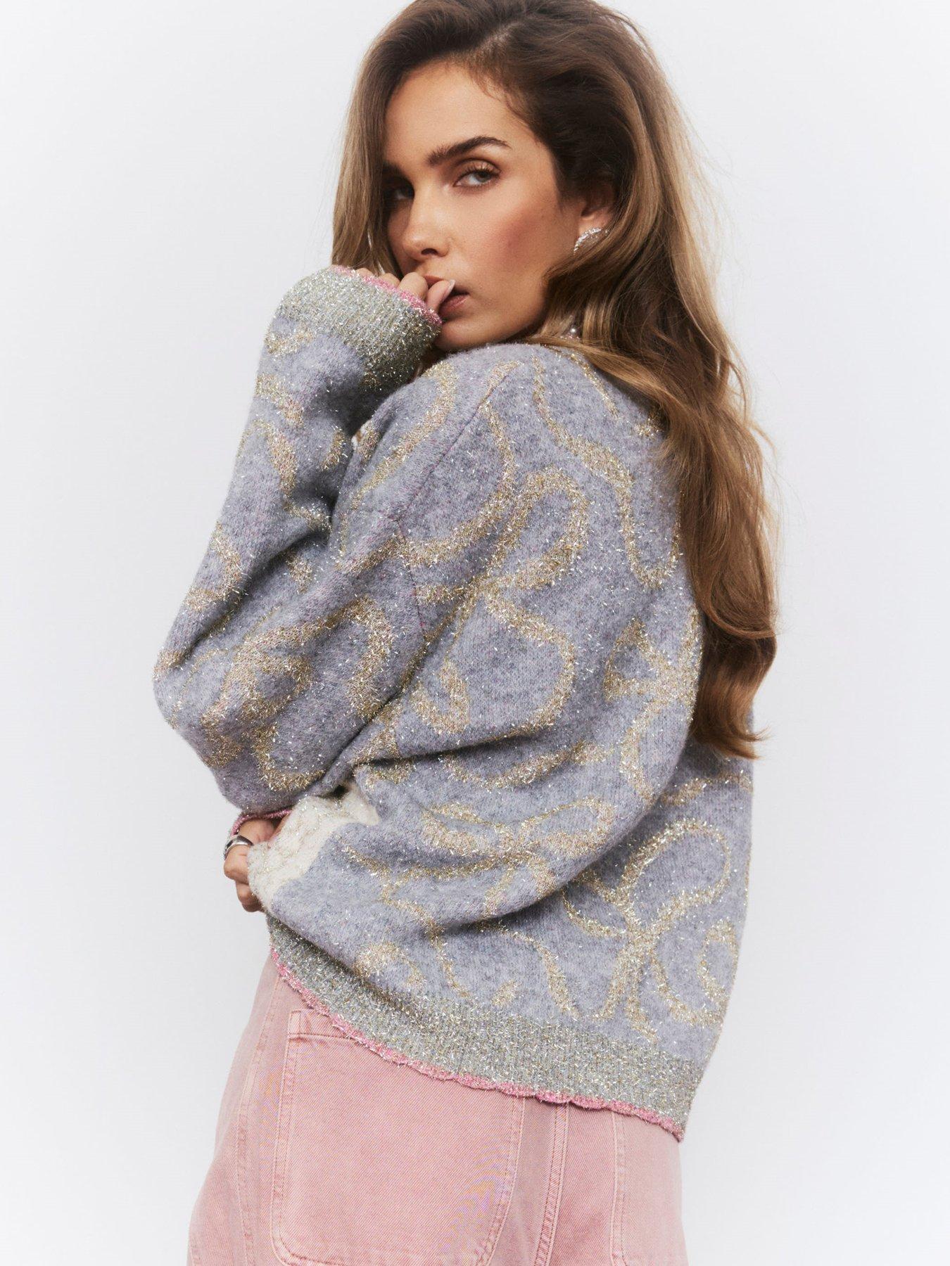 Image 2 of 4 of River Island Glitter Thread Swan Jumper