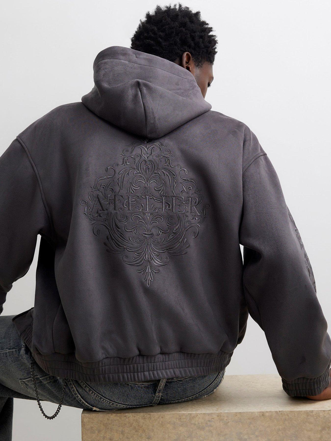 Image 2 of 4 of River Island Cotton Baroque Zip Through Hoodie