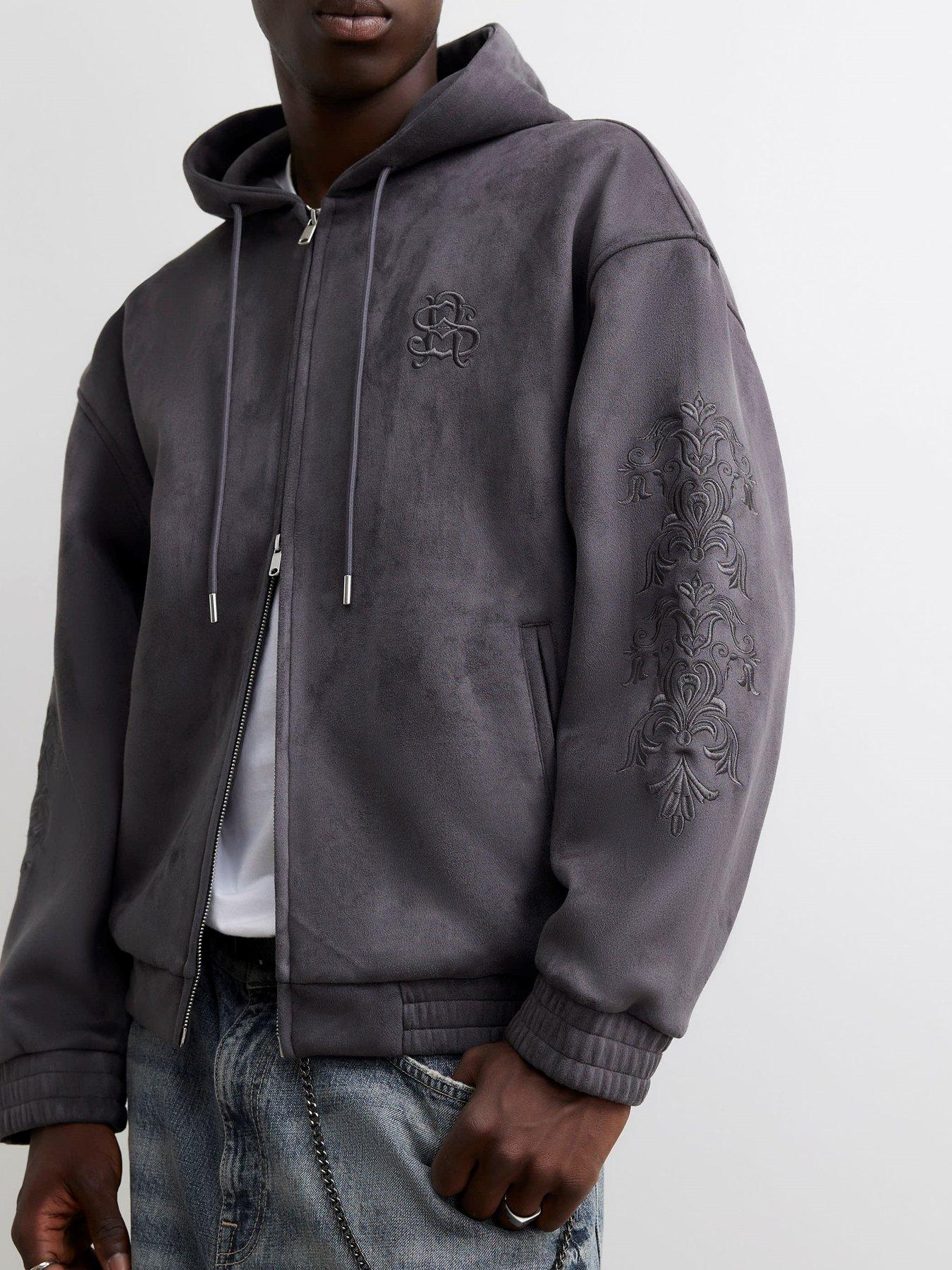 Image 4 of 4 of River Island Cotton Baroque Zip Through Hoodie