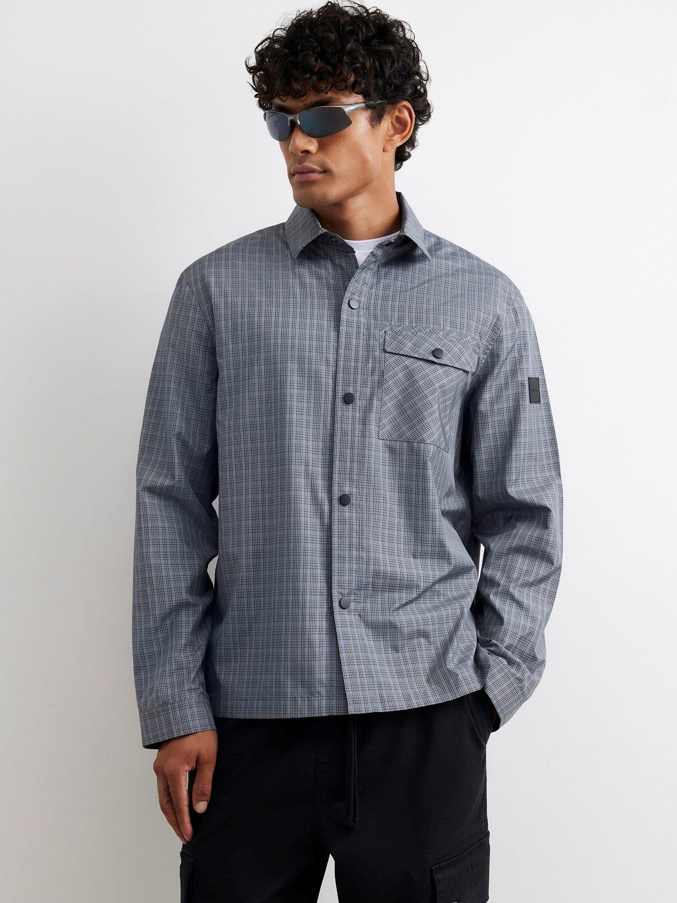 Image 1 of 4 of River Island Regular Fit Nylon Check Utility Shirt