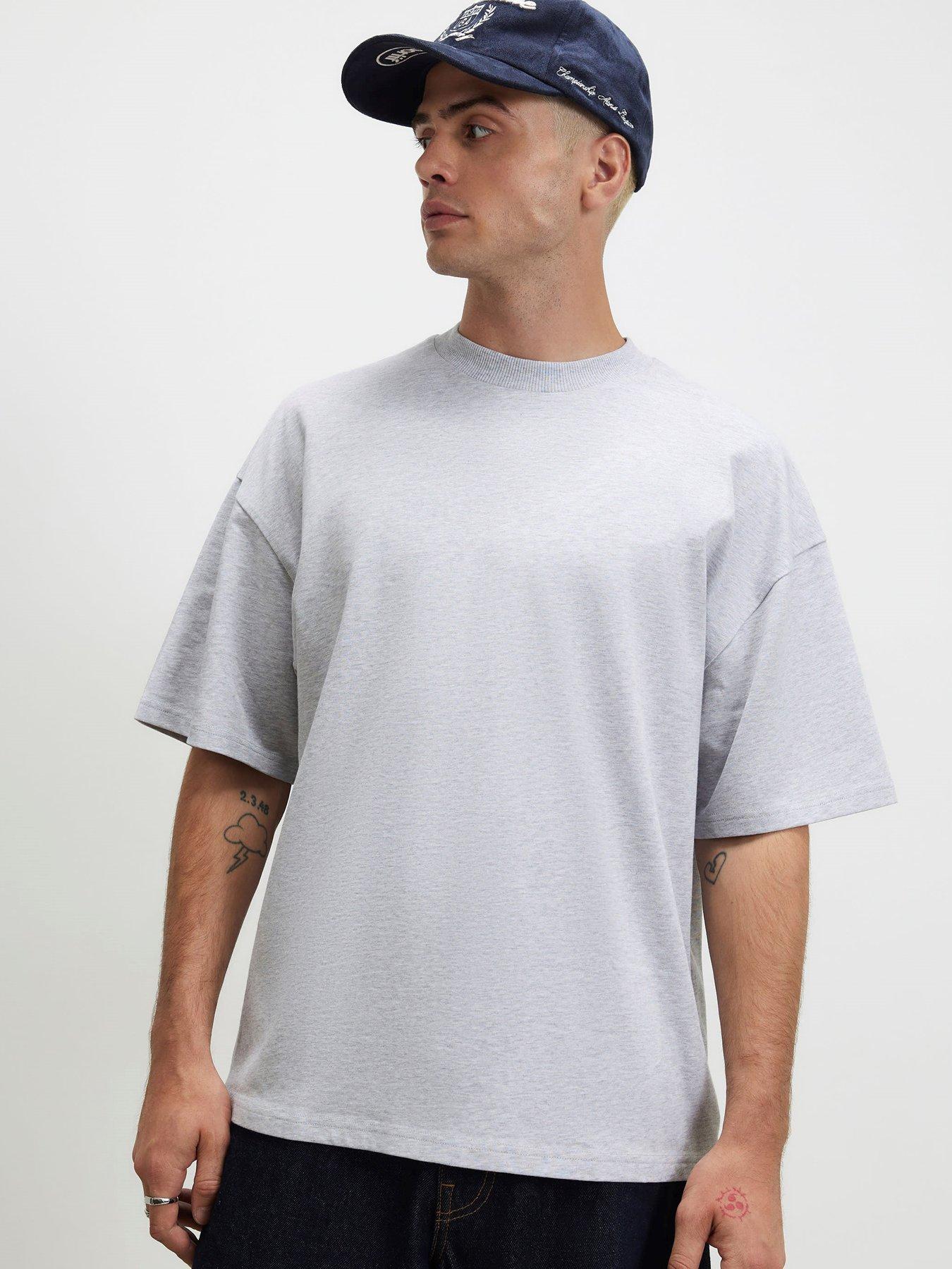 Image 1 of 4 of River Island Oversized Fit Cotton Heavyweight T-shirt