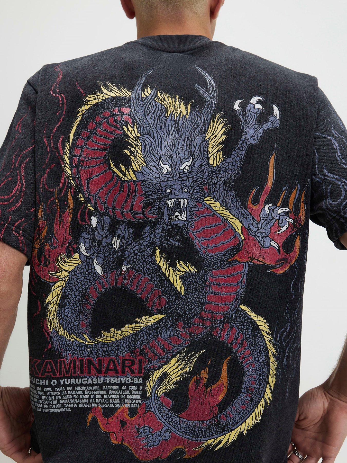 Image 4 of 4 of River Island Cotton Kaminari Dragon T-shirt