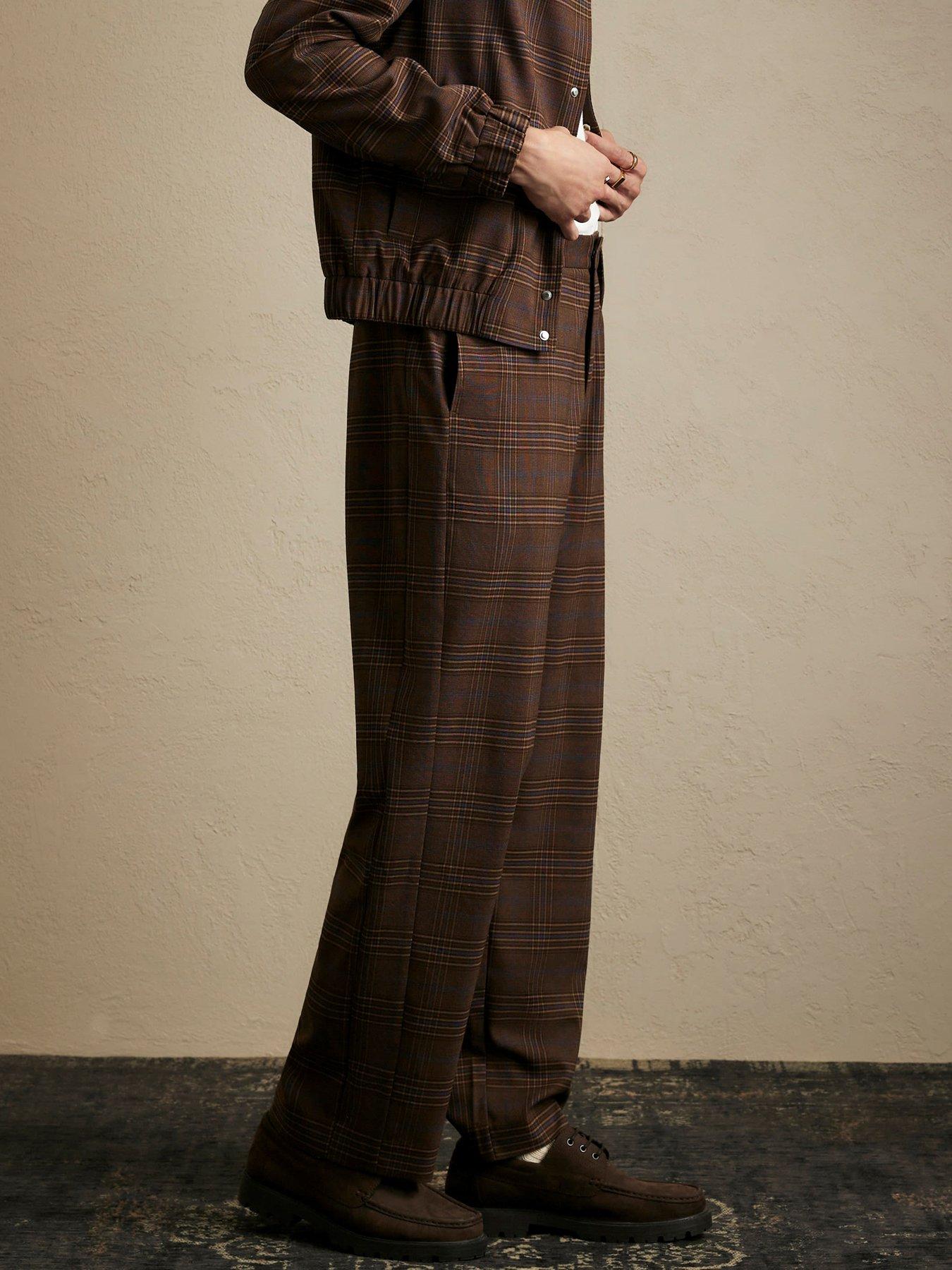 Image 3 of 4 of River Island Wide Leg Check Suit Trousers